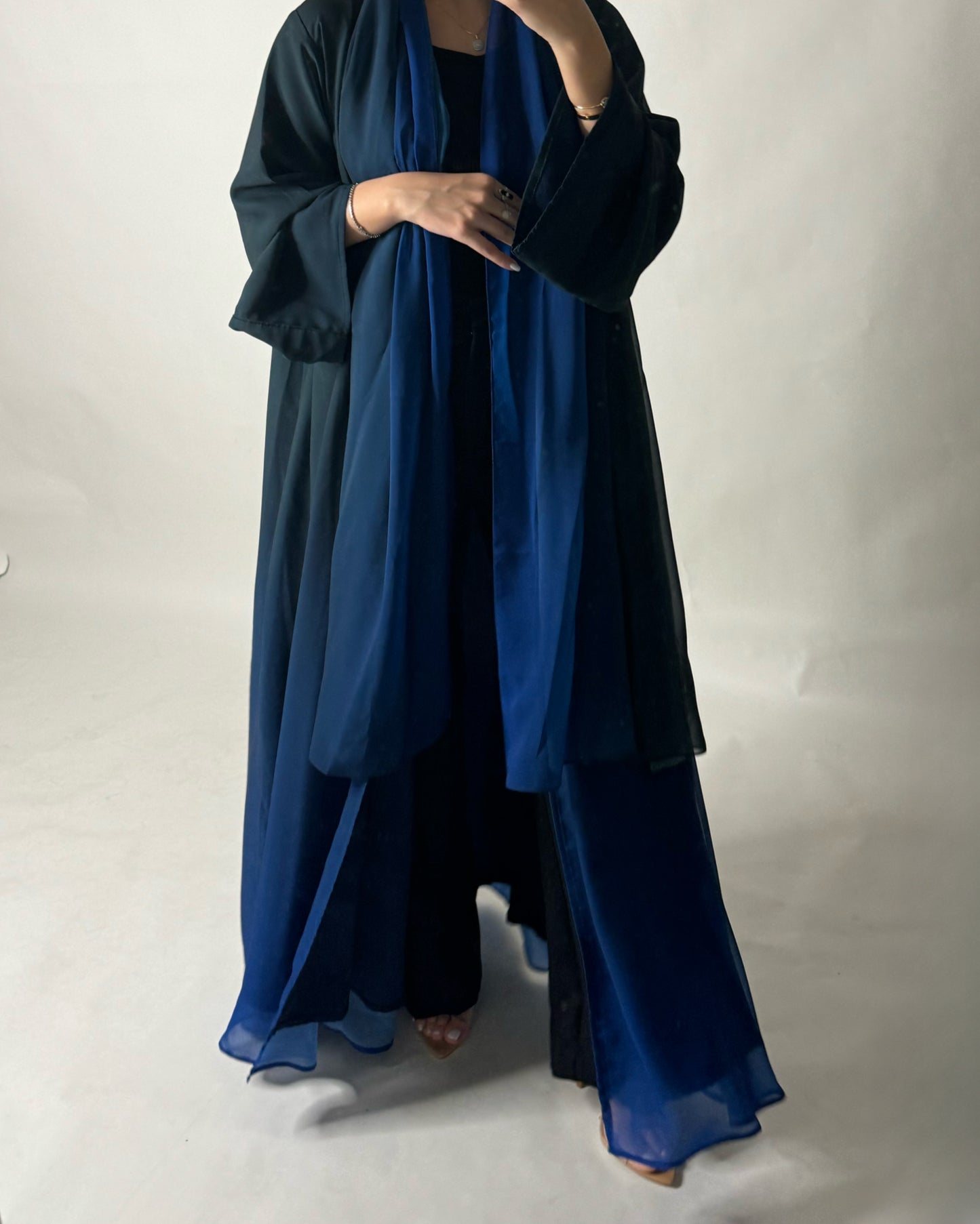 A178 - Green & Blue Ombre Flowy Abaya (READY TO SHIP)