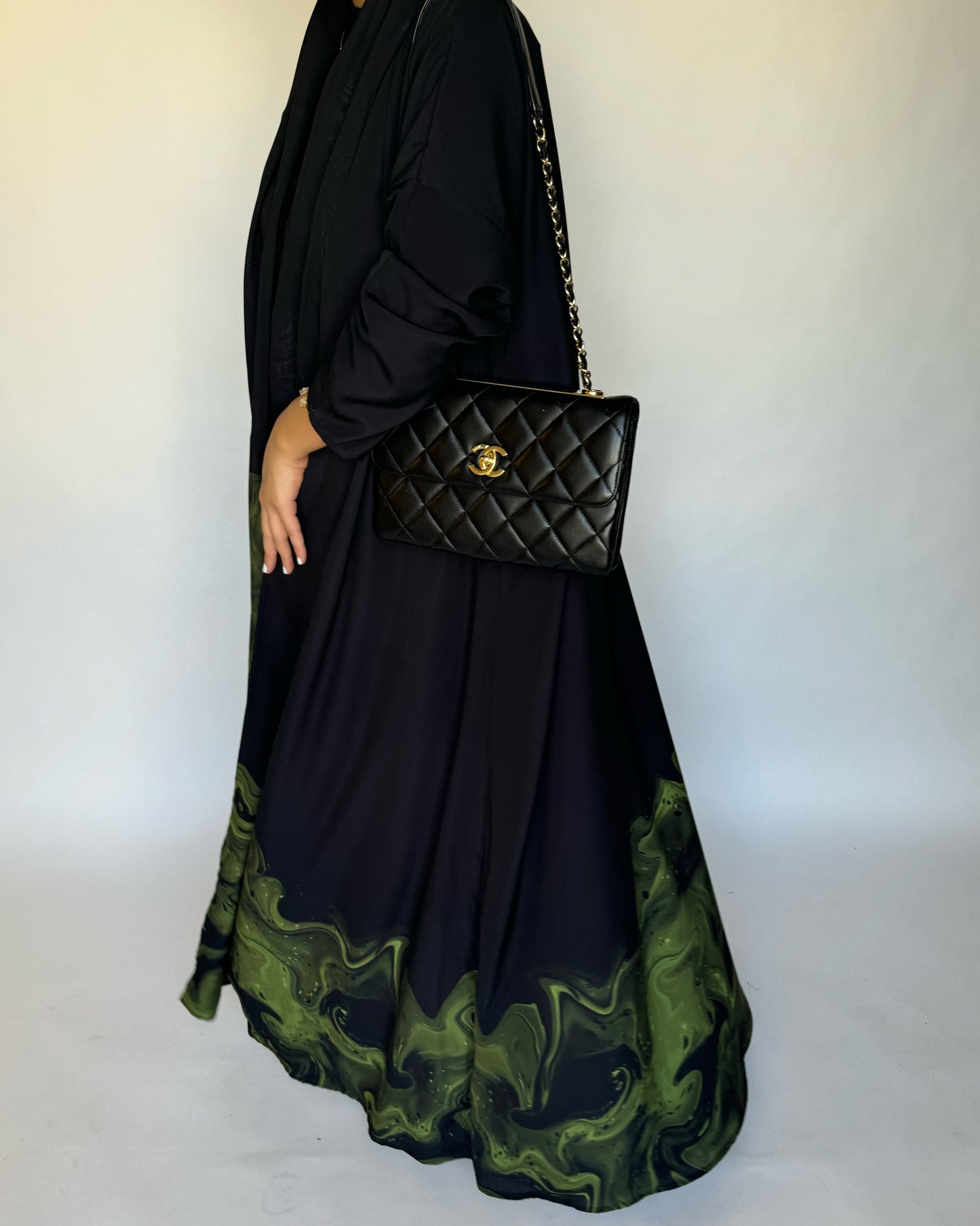 A227 - Black & Green Sea Abaya