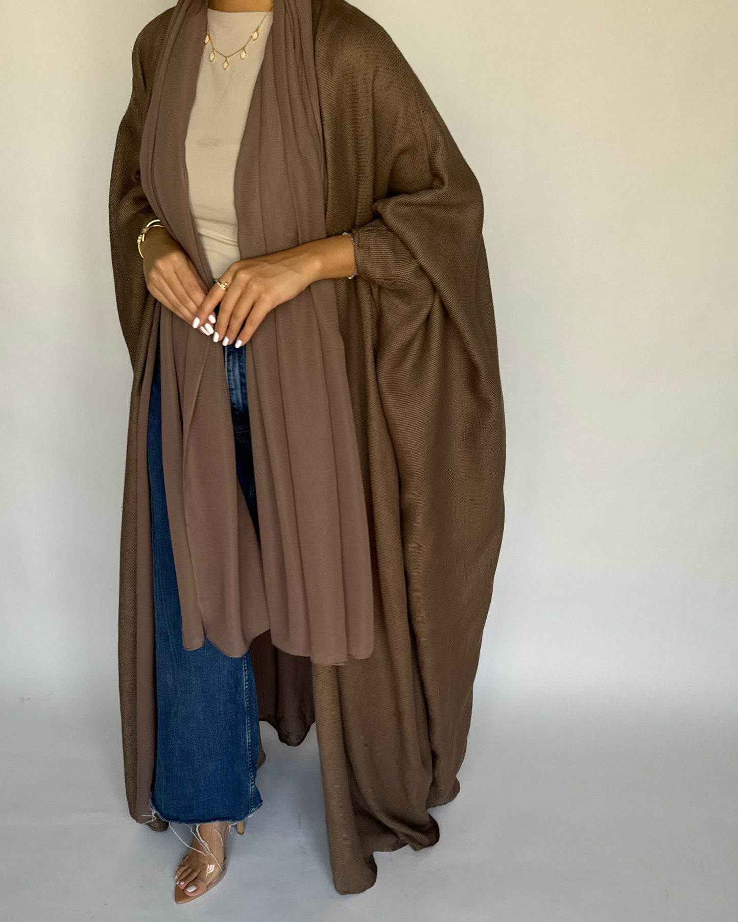 Summer Daily Brown Weave Abaya (READY TO SHIP)