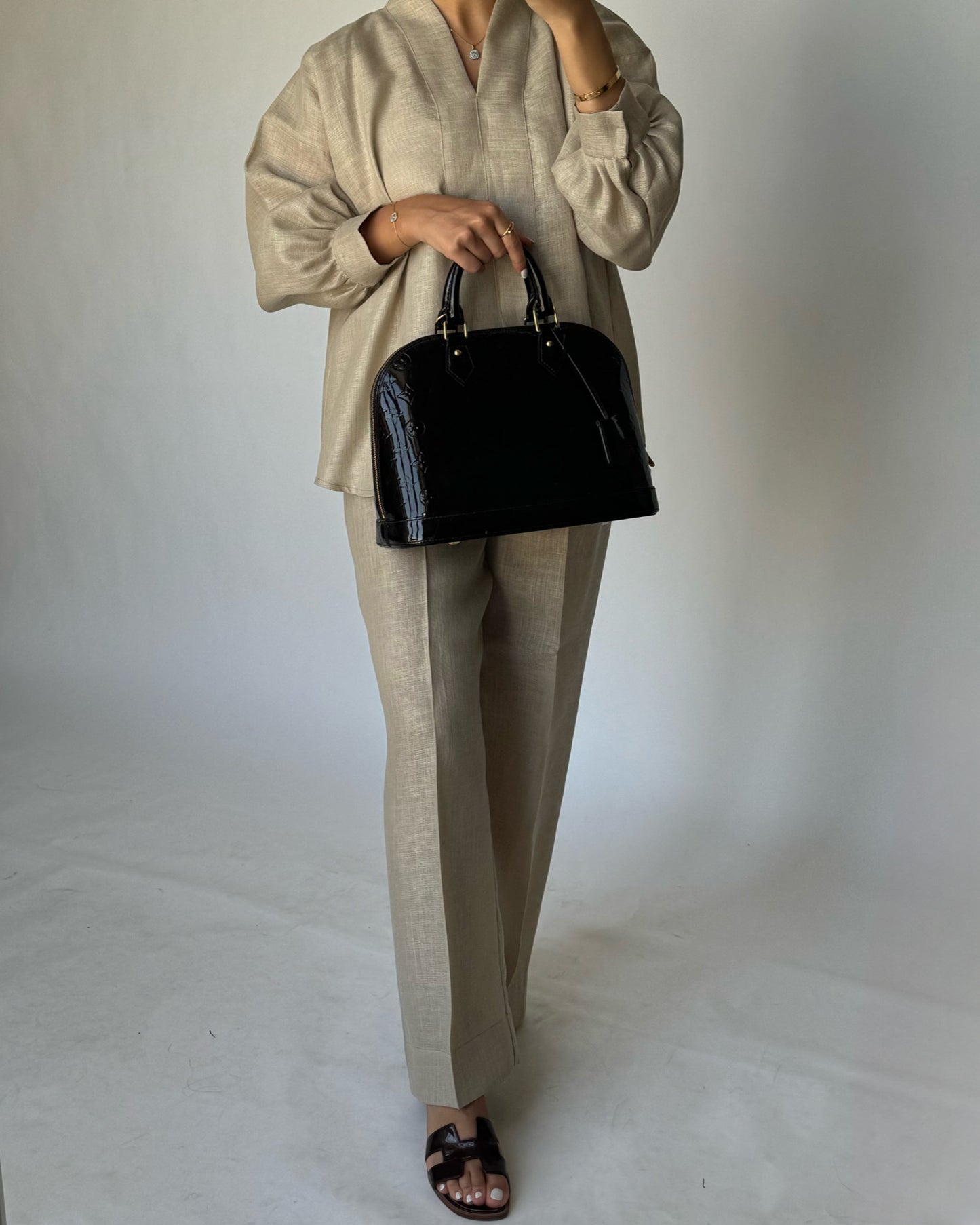 A195 - Beige Summer Linen Set