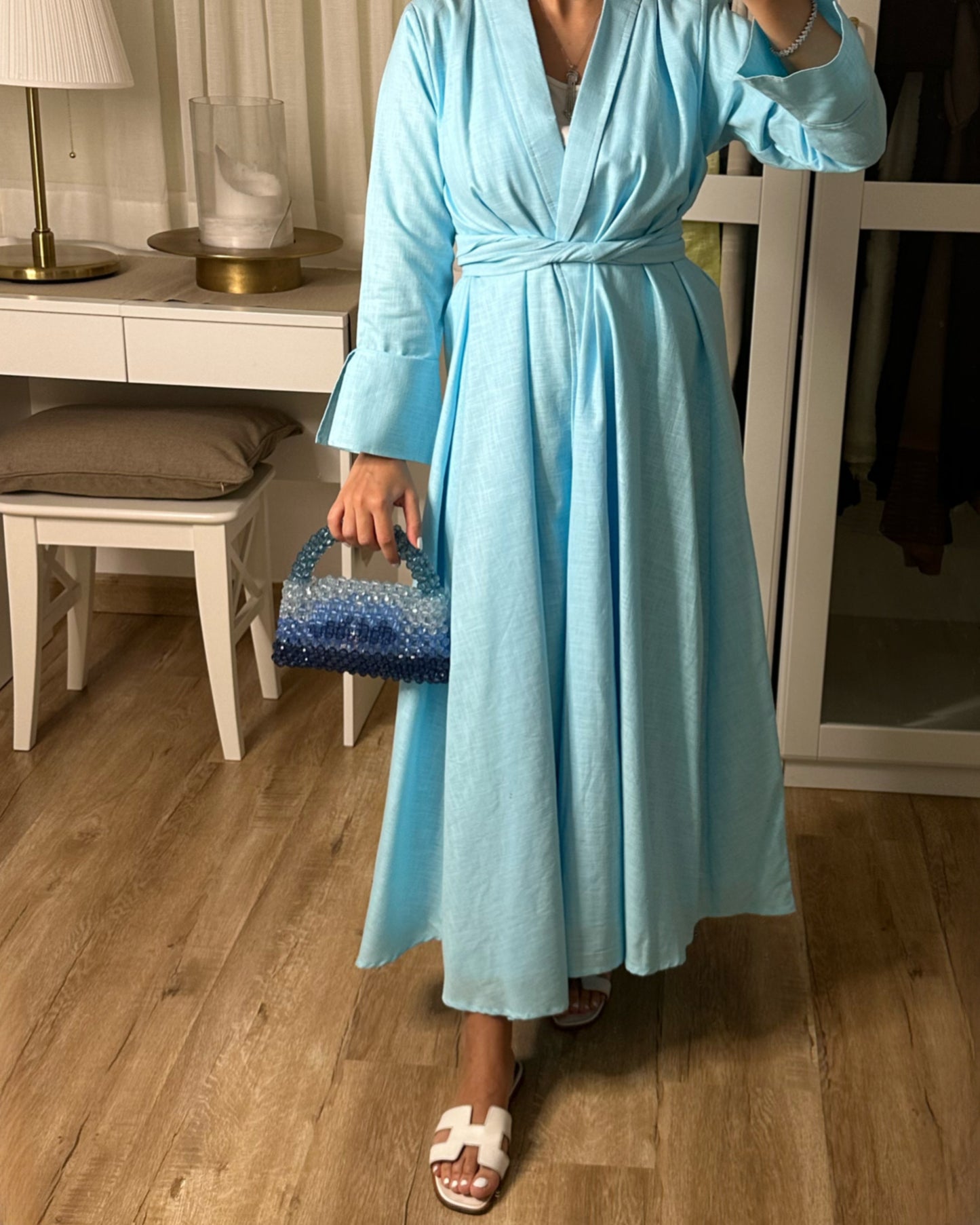 A093 - Blue Linen Summer Dress