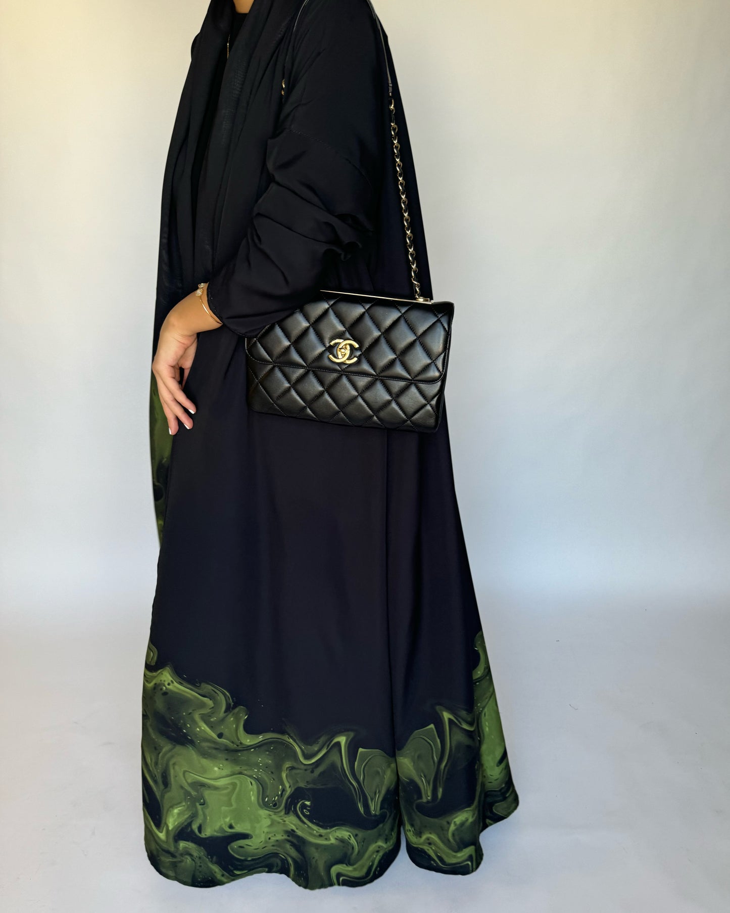 A227 - Black & Green Sea Abaya