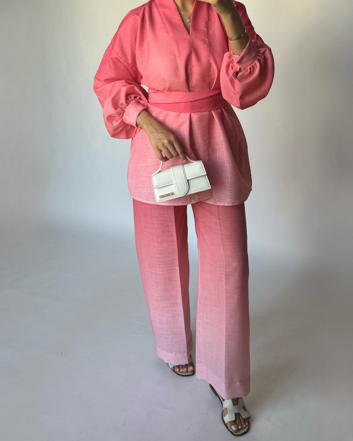 A242 - Ombre Pink Summer Linen Set