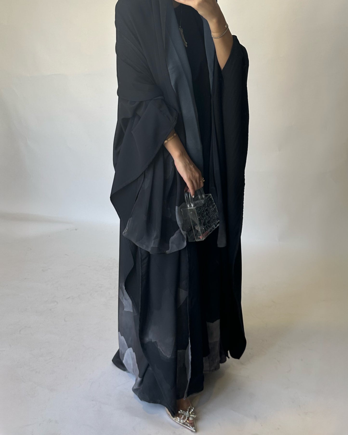 A123 - Gray Gradient Cloud Abaya