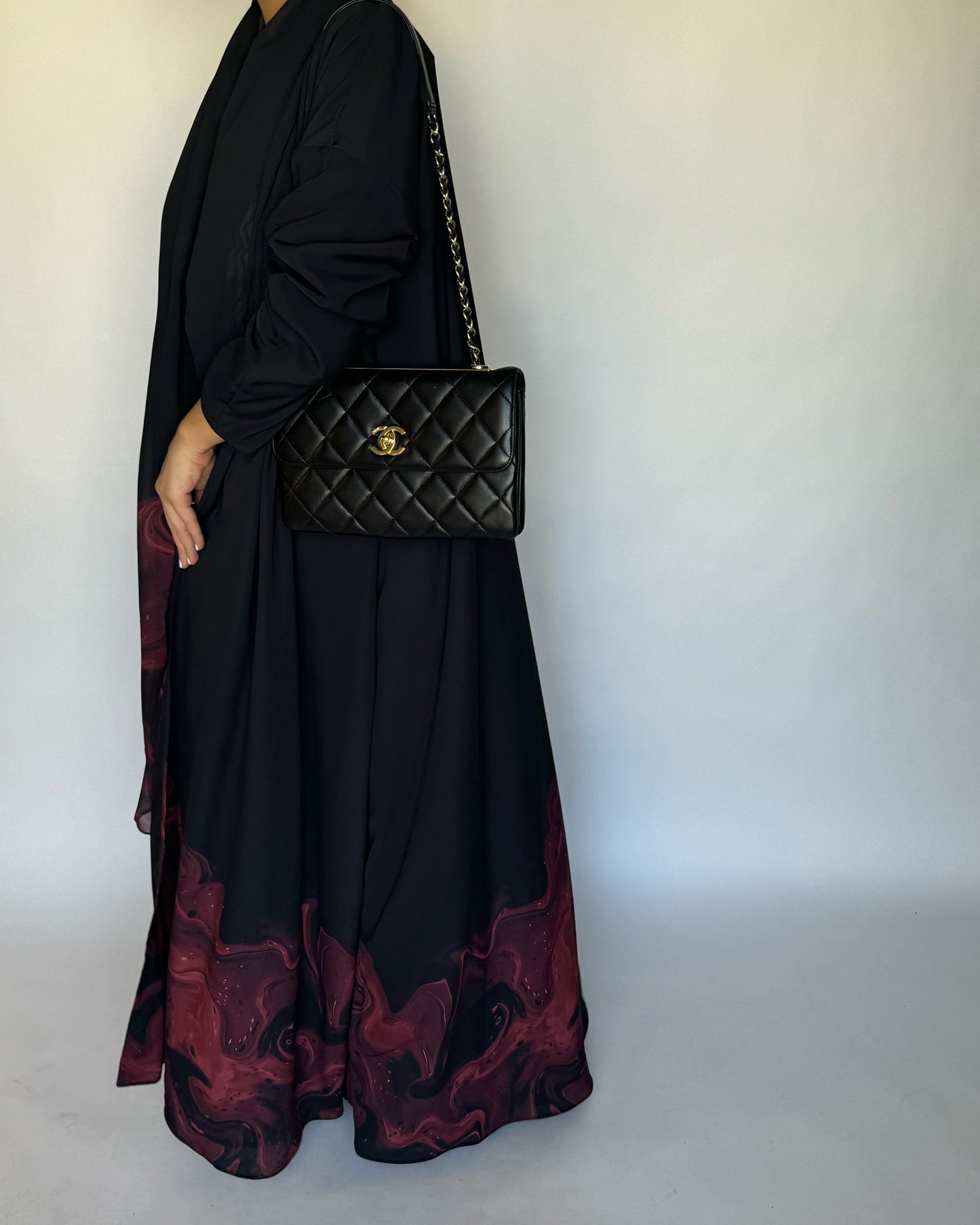 A228 - Black & Maroon Sea Abaya