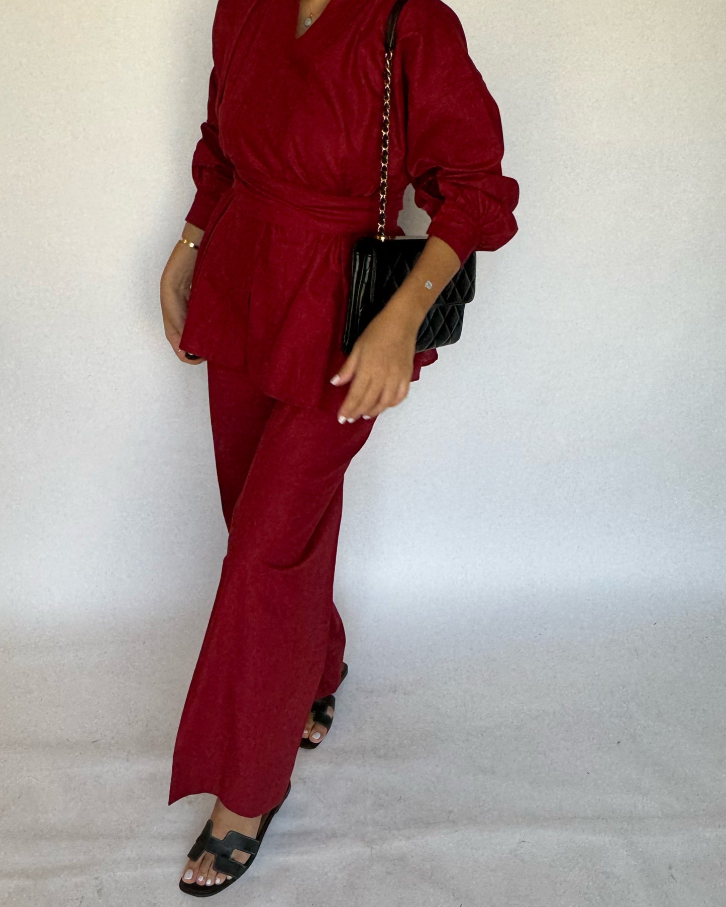 A198 - Maroon Summer Linen Set