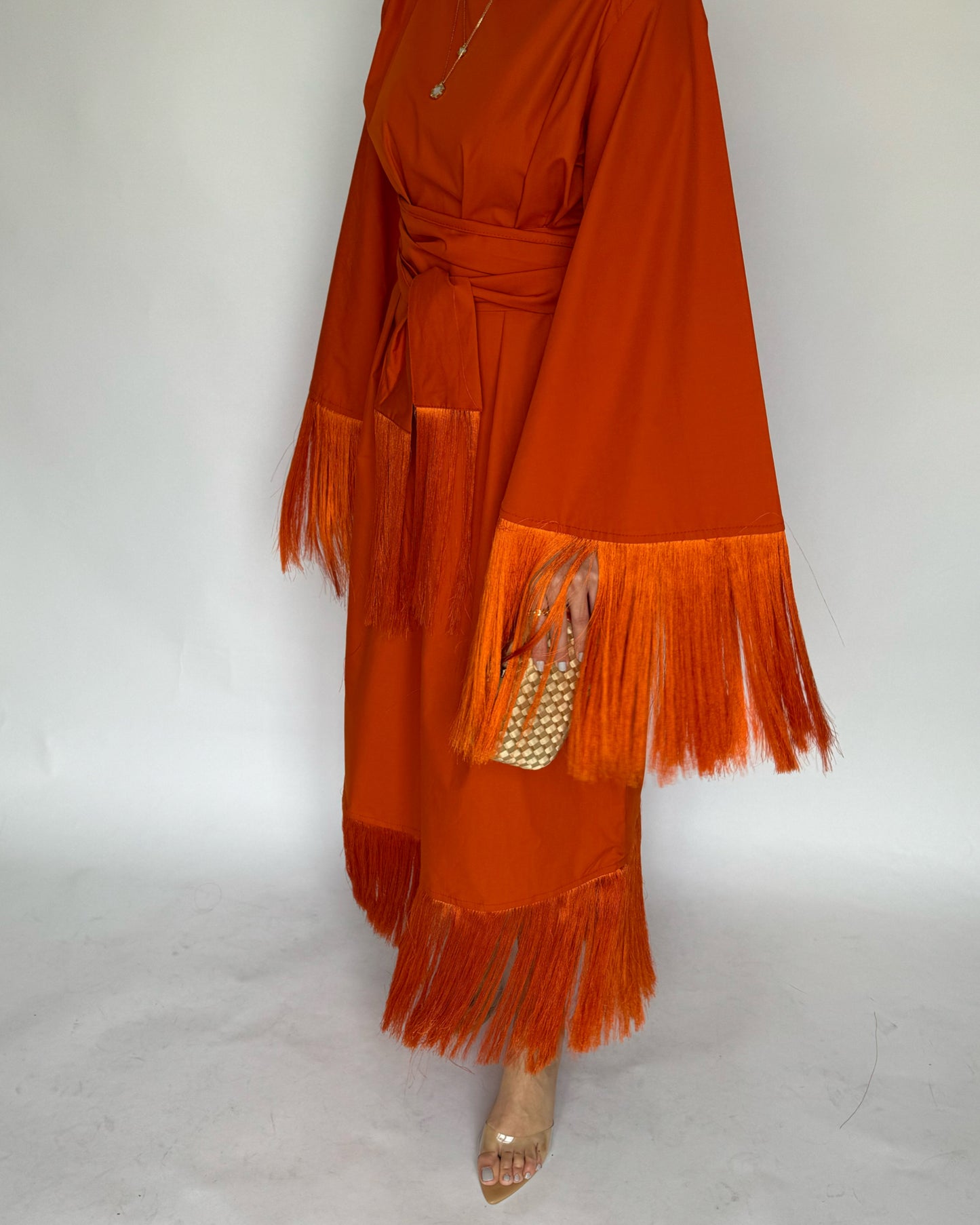 A168 - Orange Tassel Dress