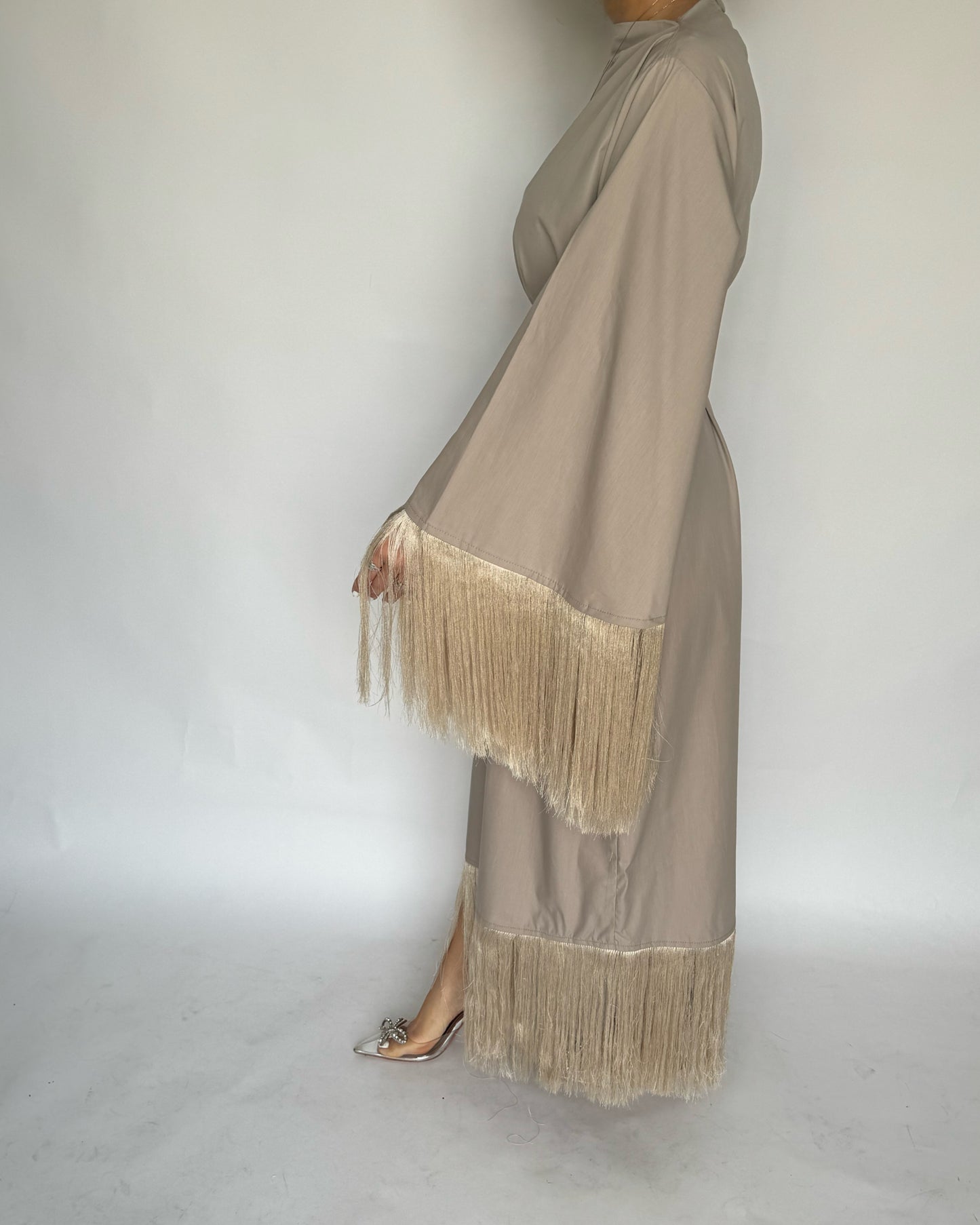 A167 - Beige Tassel Dress