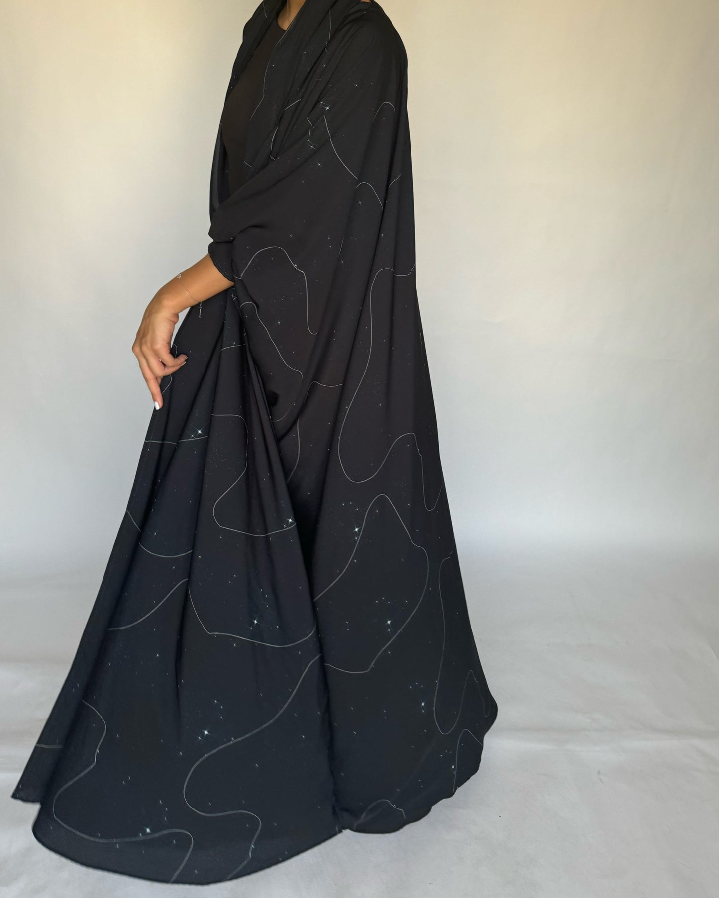 Black Space Abaya with a Hint of Blue (READY TO SHIP)