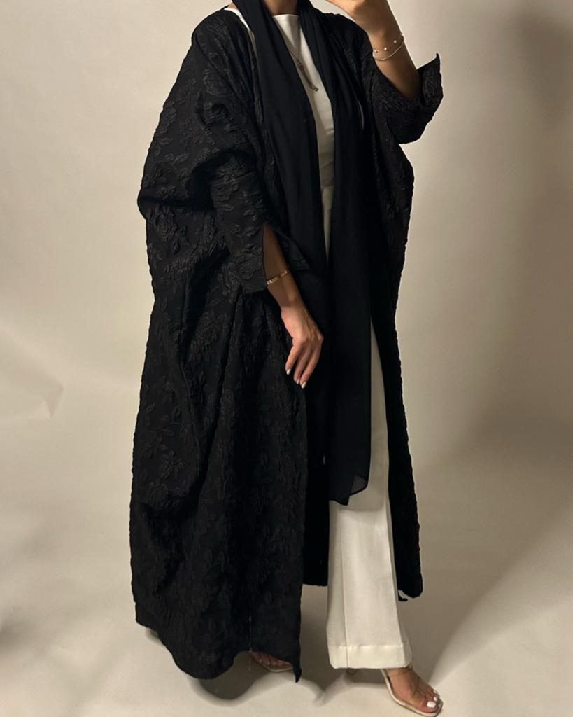 A107 - Black Pattern Abaya