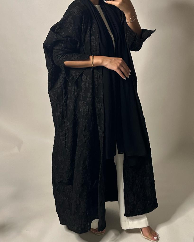 A107 - Black Pattern Abaya