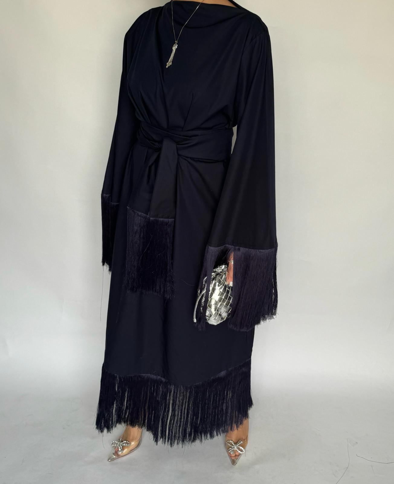 A173 - Navy Blue Tassel Dress