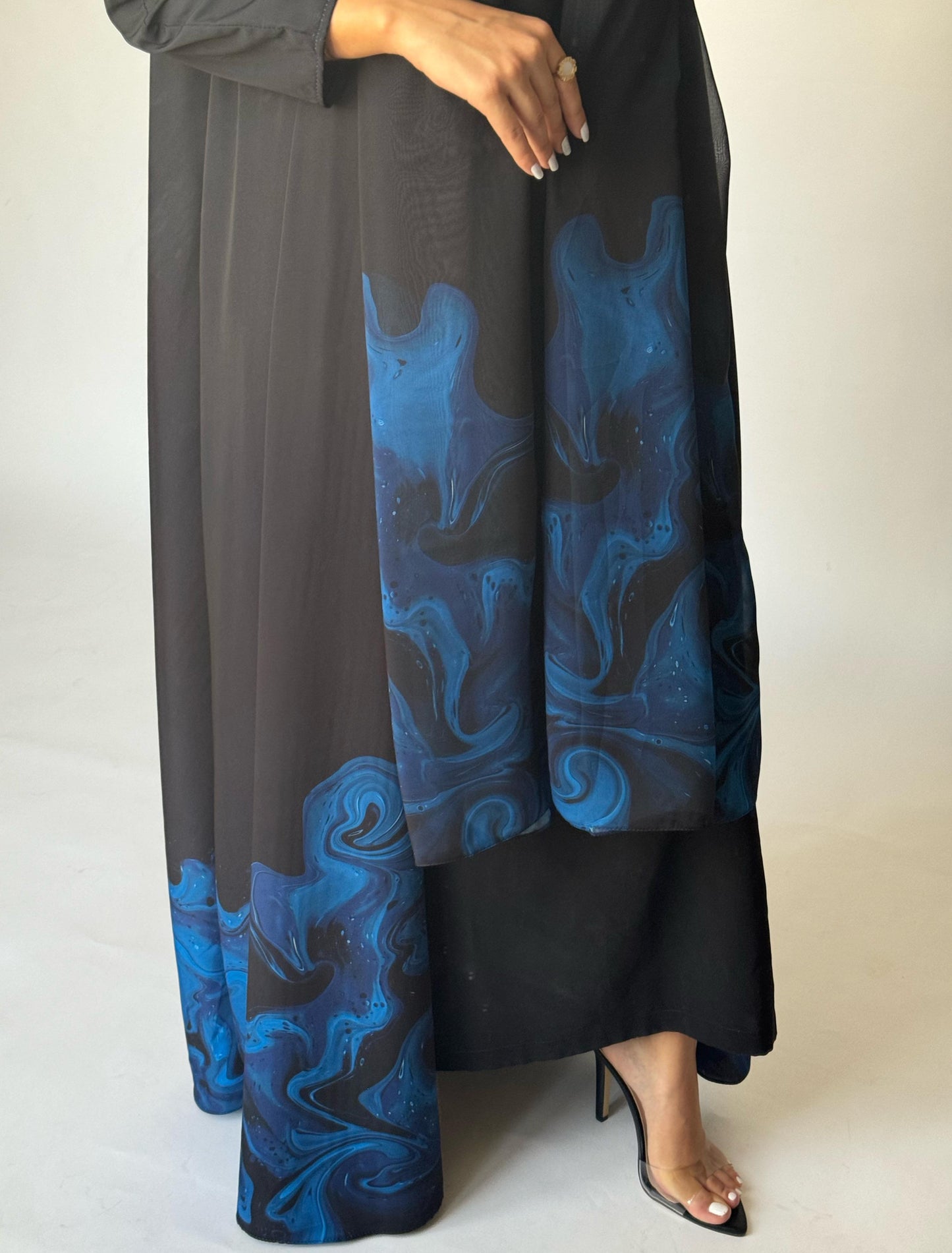 Black & Royal Blue Sea Abaya (READY TO SHIP)