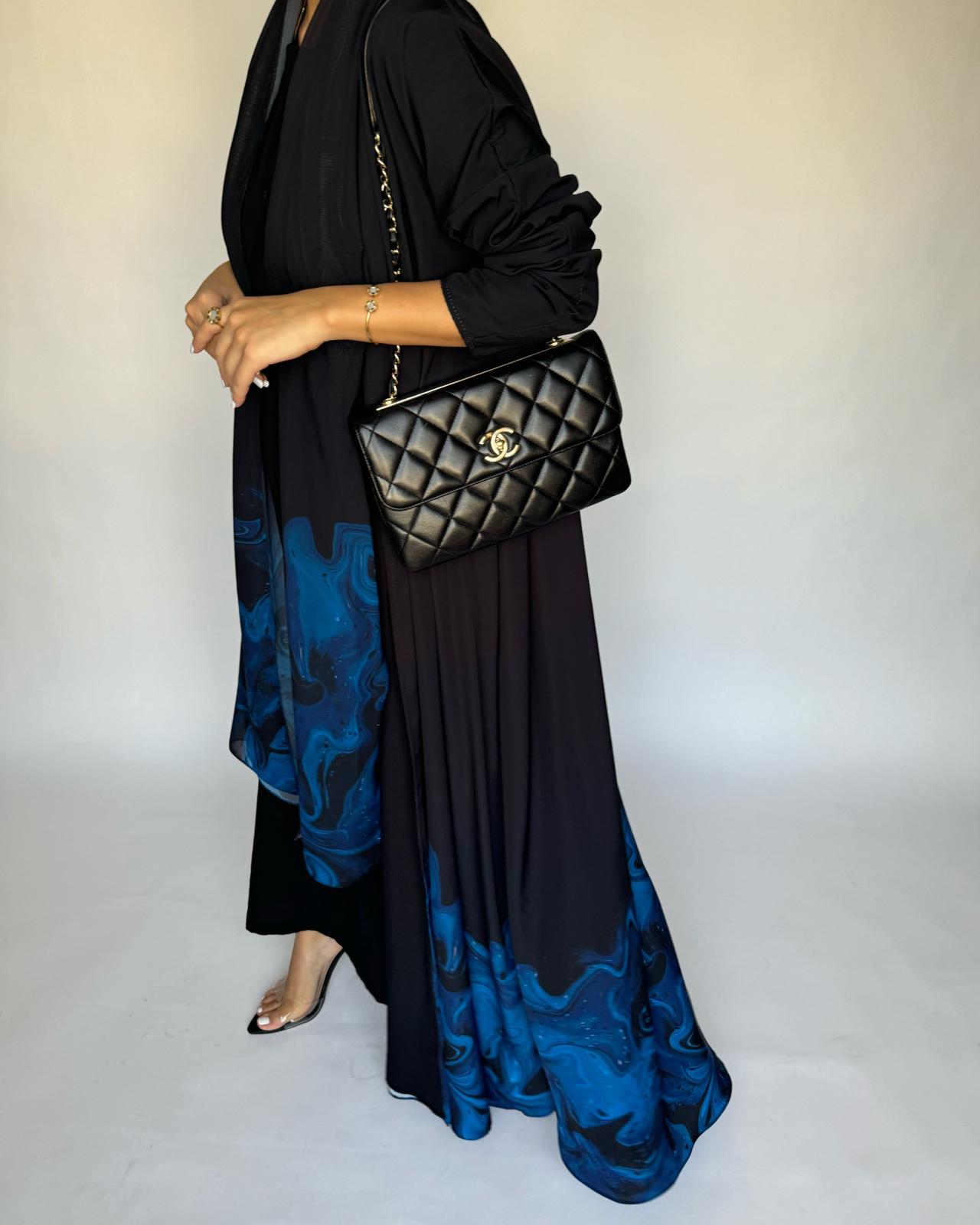 Black & Royal Blue Sea Abaya (READY TO SHIP)