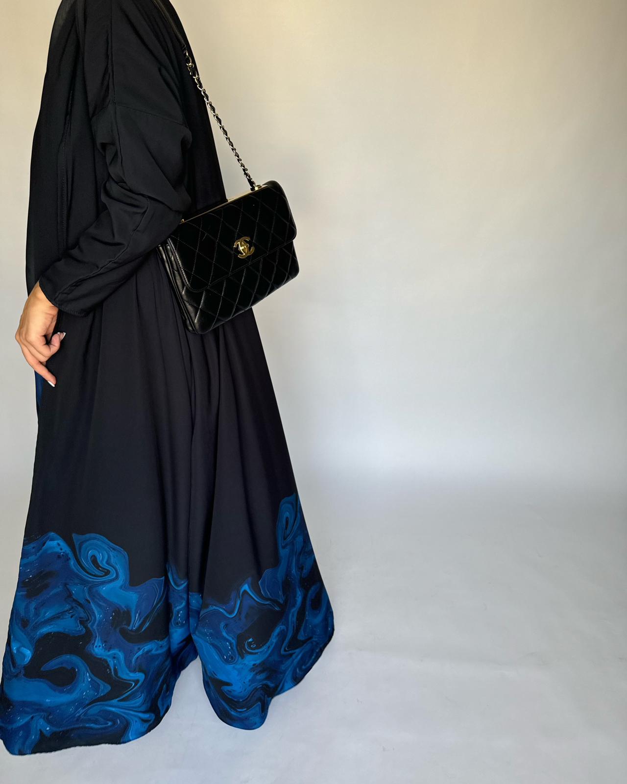 Black & Royal Blue Sea Abaya (READY TO SHIP)