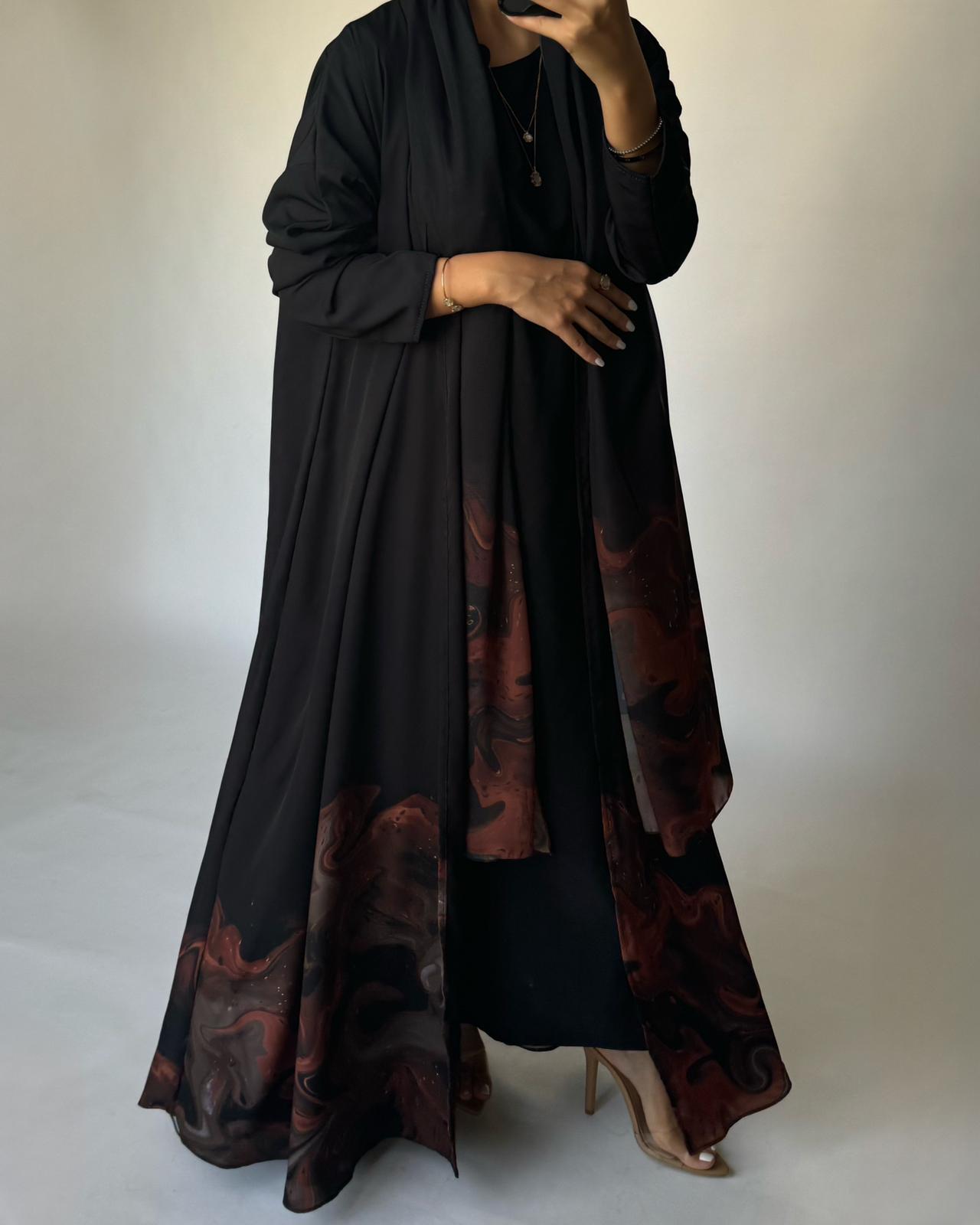 A226 - Black & Brown Sea Abaya