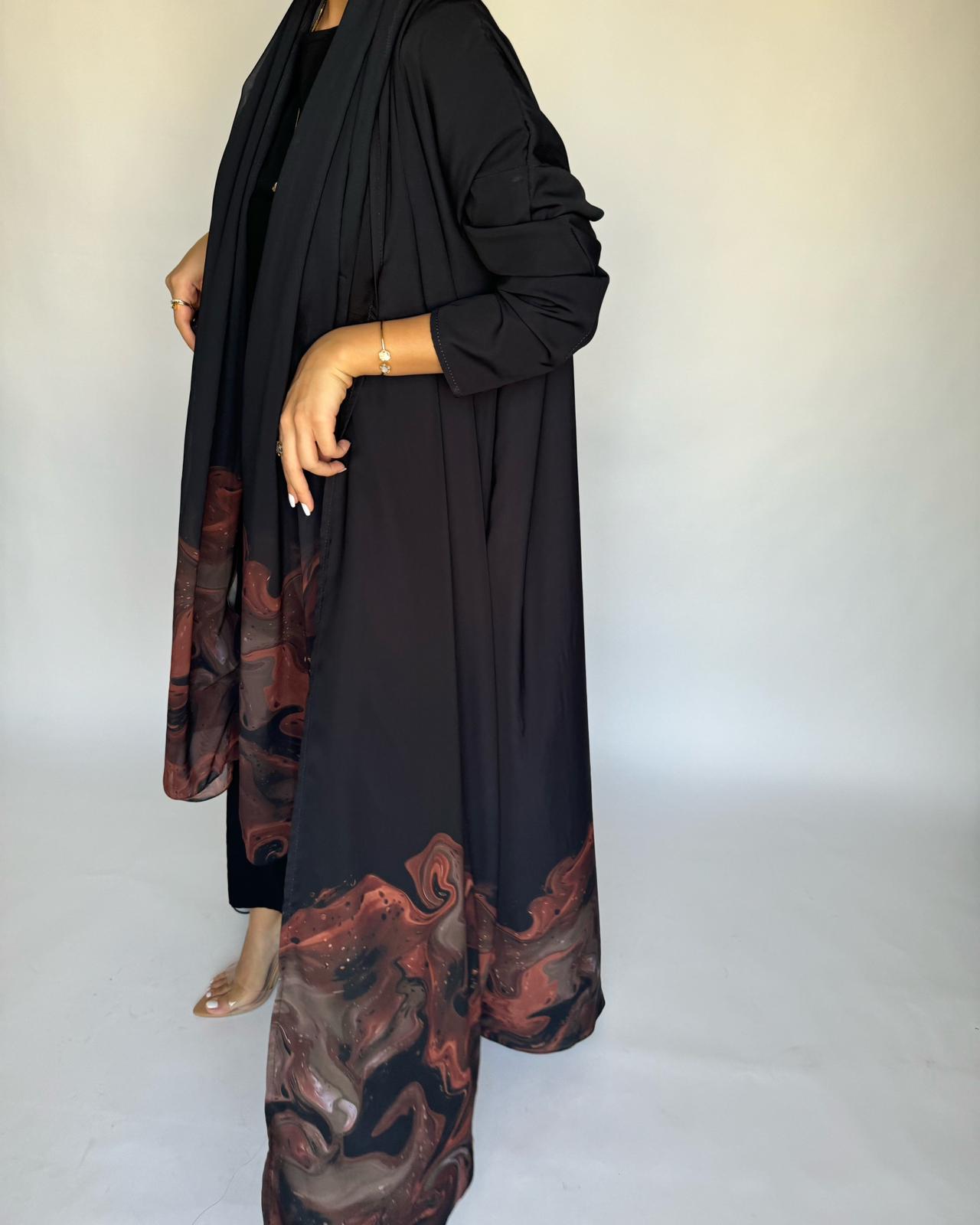 A226 - Black & Brown Sea Abaya