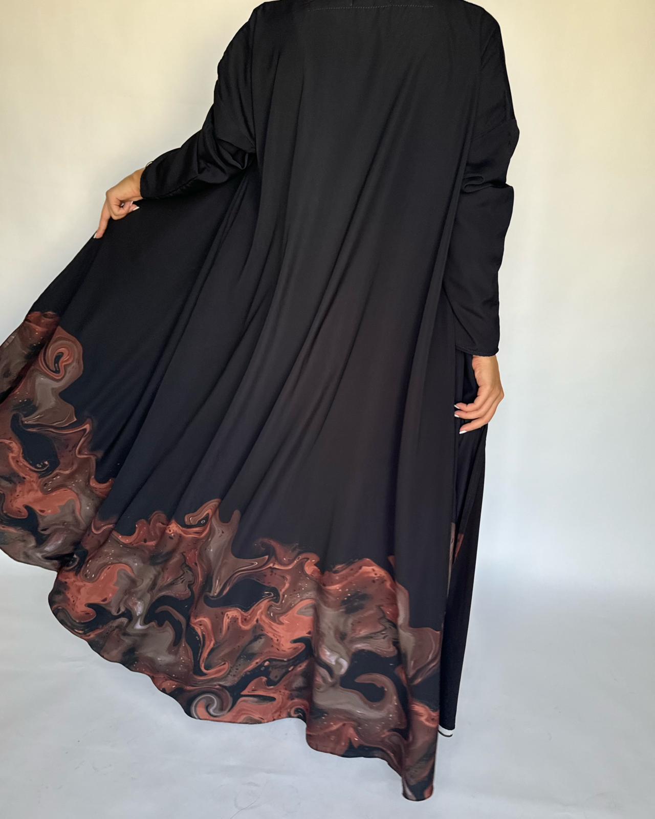 A226 - Black & Brown Sea Abaya