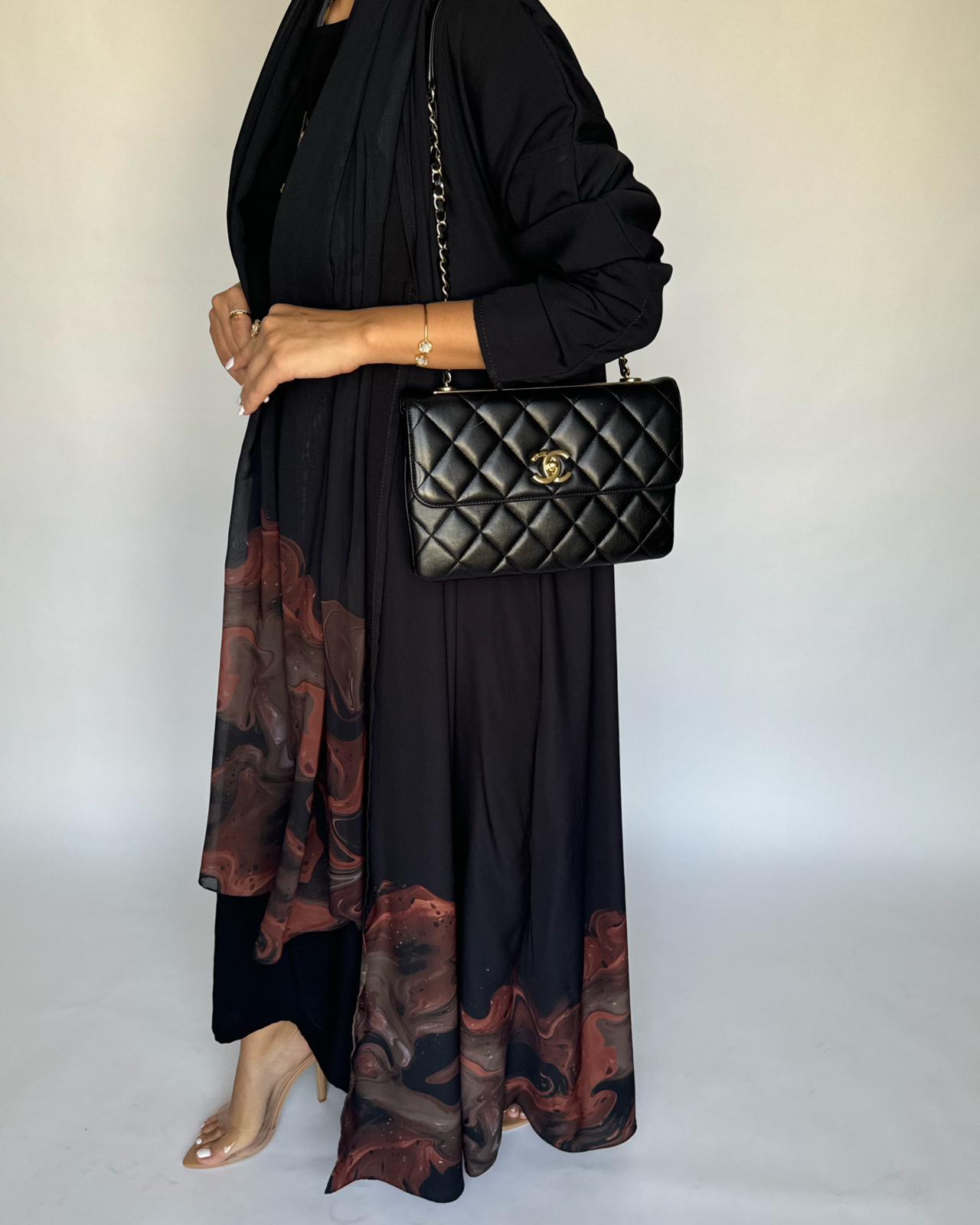 A226 - Black & Brown Sea Abaya