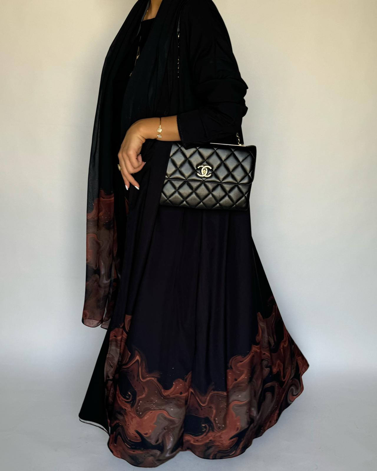 A226 - Black & Brown Sea Abaya