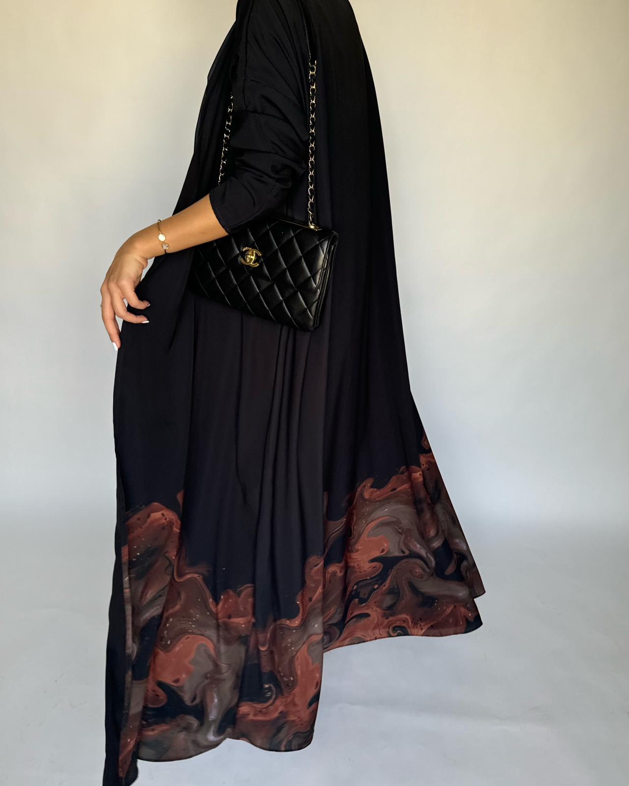 A226 - Black & Brown Sea Abaya