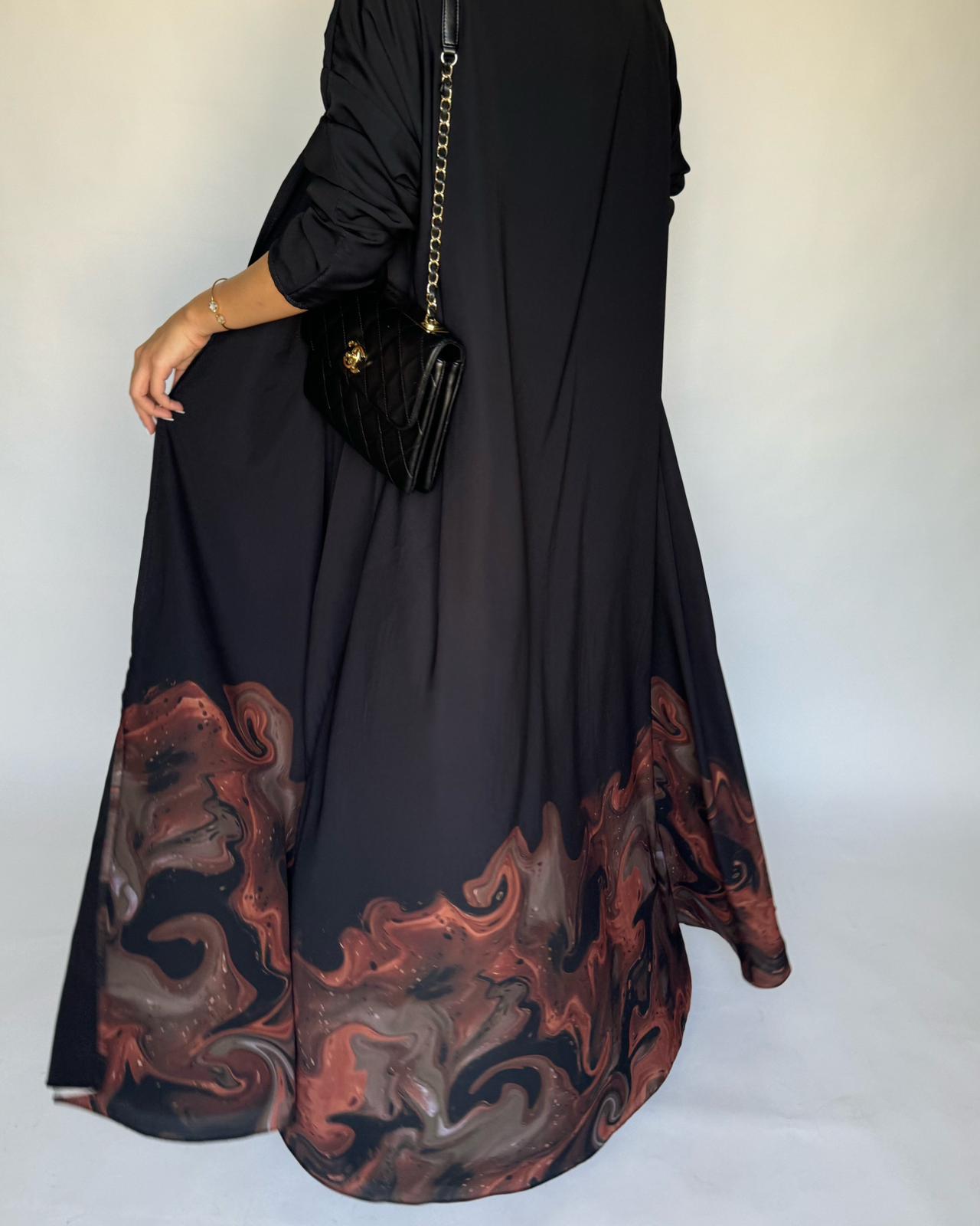 A226 - Black & Brown Sea Abaya