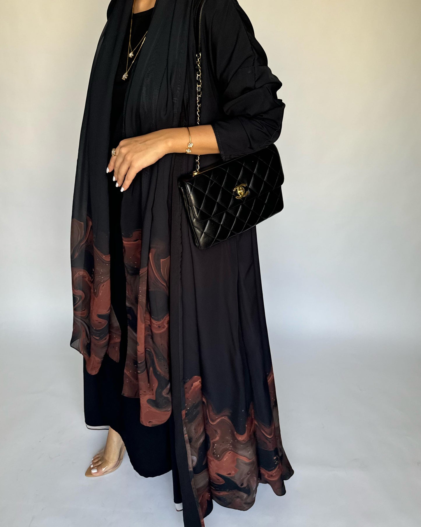 A226 - Black & Brown Sea Abaya