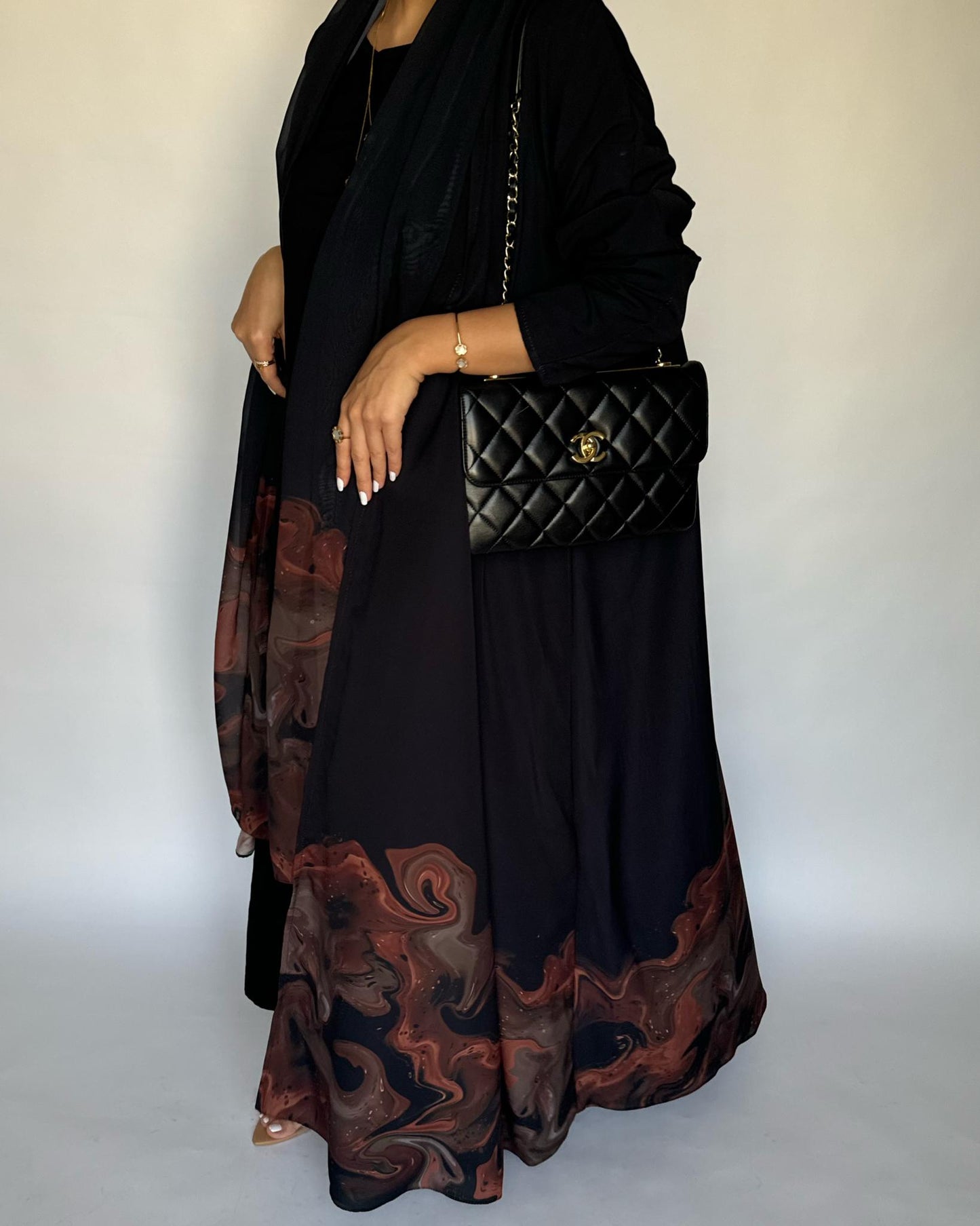 A226 - Black & Brown Sea Abaya