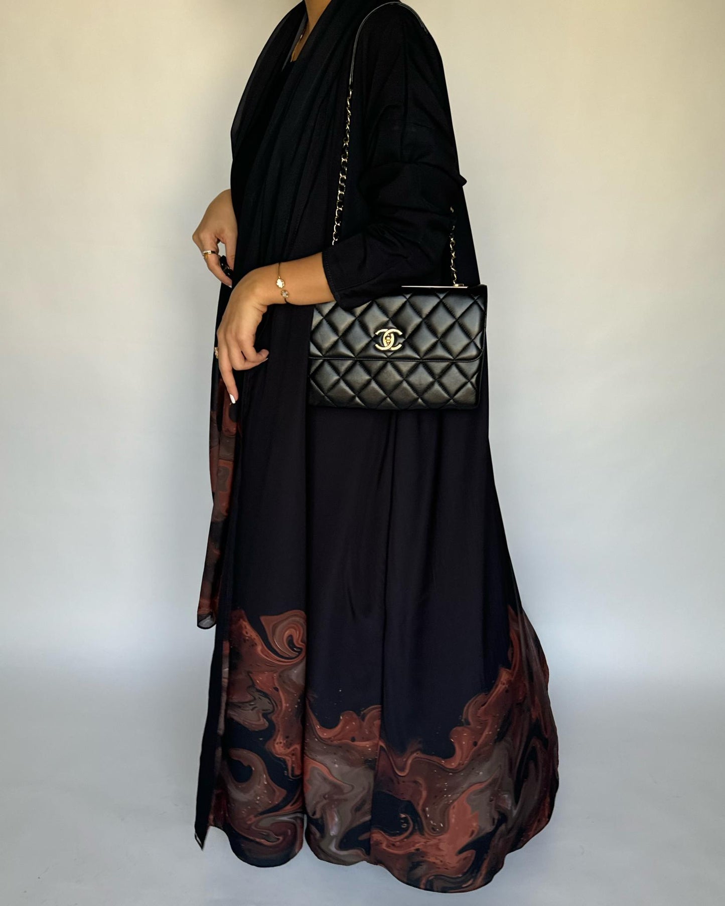 A226 - Black & Brown Sea Abaya