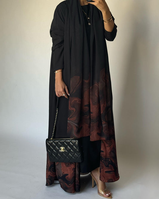 A226 - Black & Brown Sea Abaya