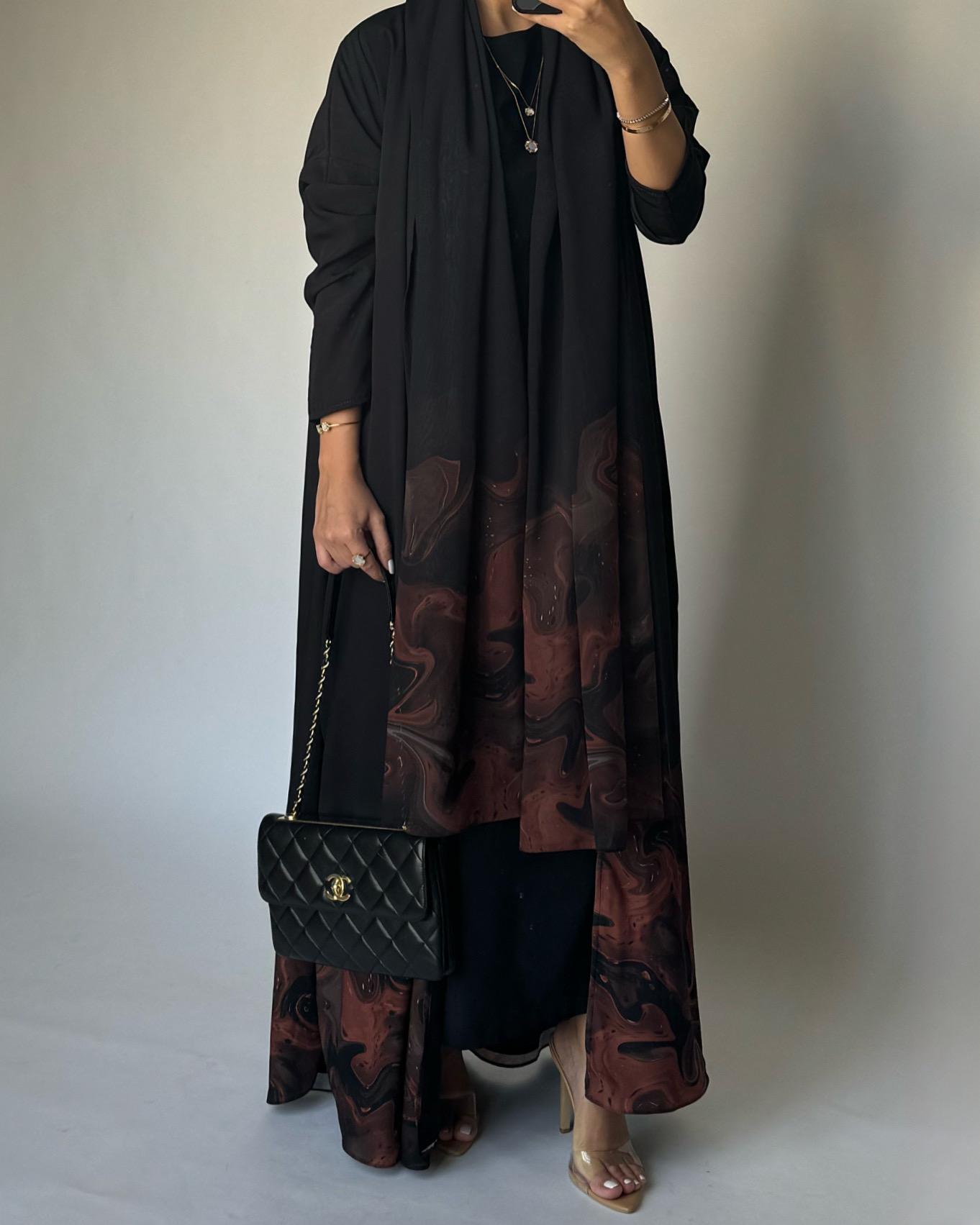 A226 - Black & Brown Sea Abaya