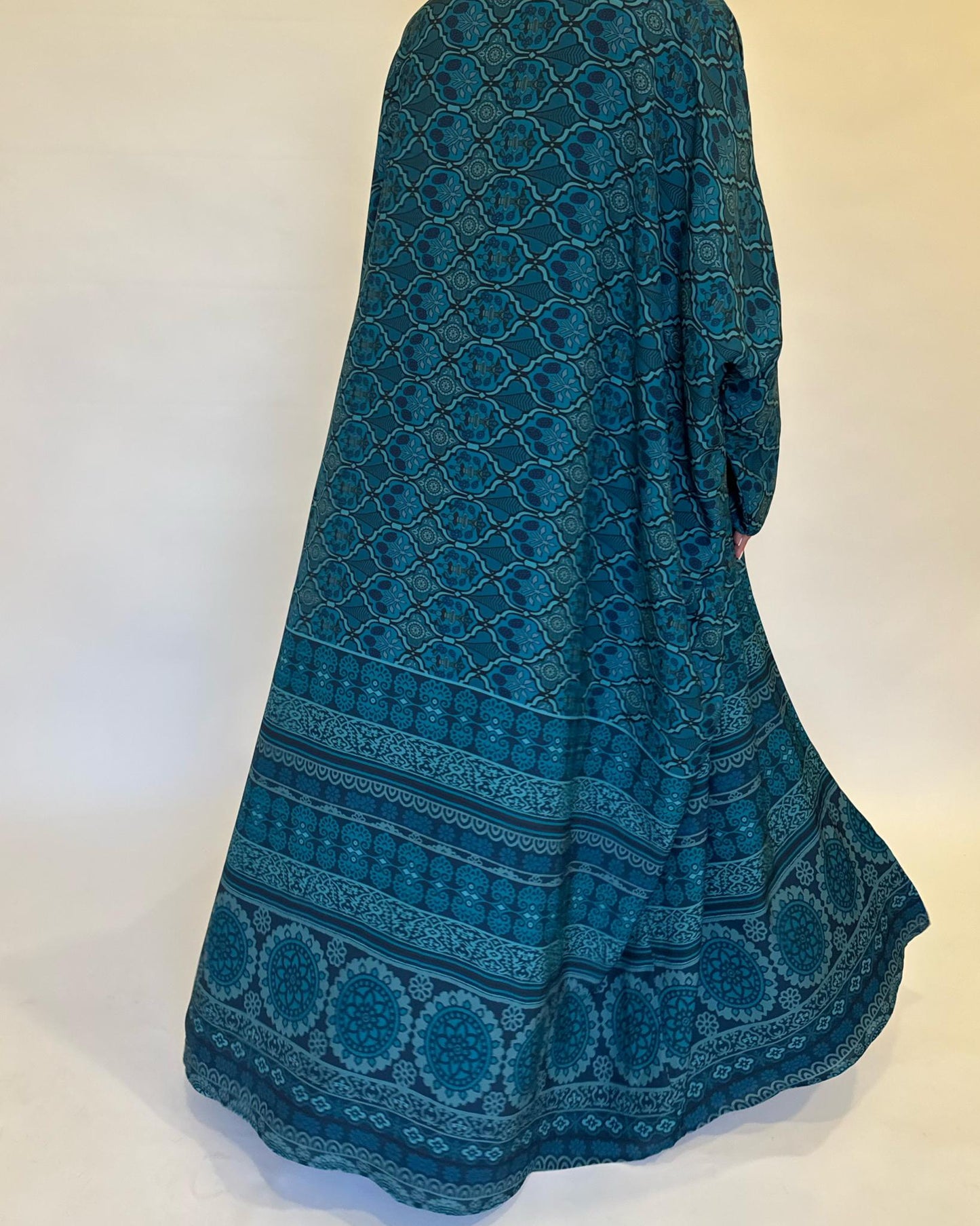 A260 - Blue Summery Pattern Abaya