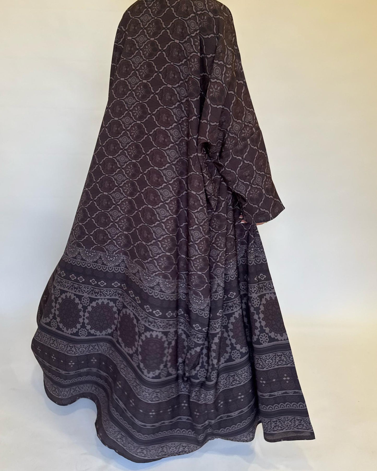 A261 - Brown Summery Pattern Abaya