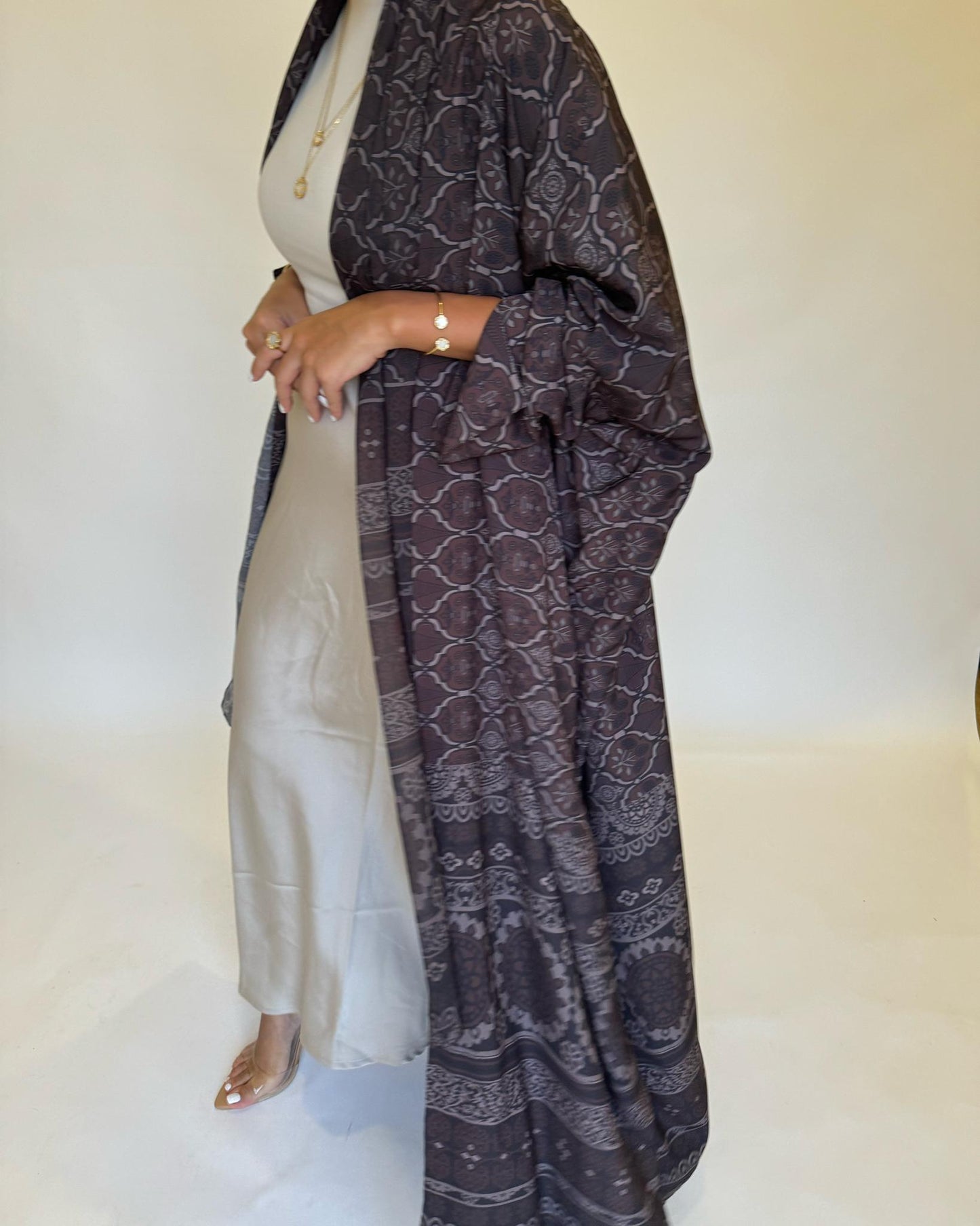 A261 - Brown Summery Pattern Abaya