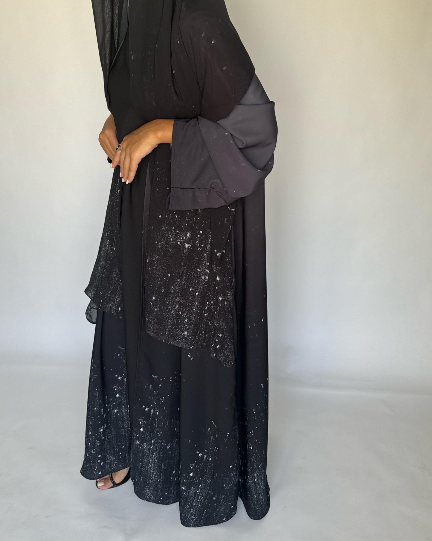 A262 - Gray & Black Ombre Galaxy Abaya