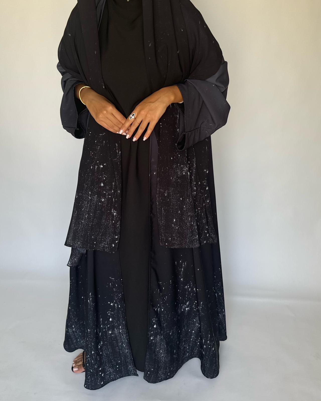 A262 - Gray & Black Ombre Galaxy Abaya