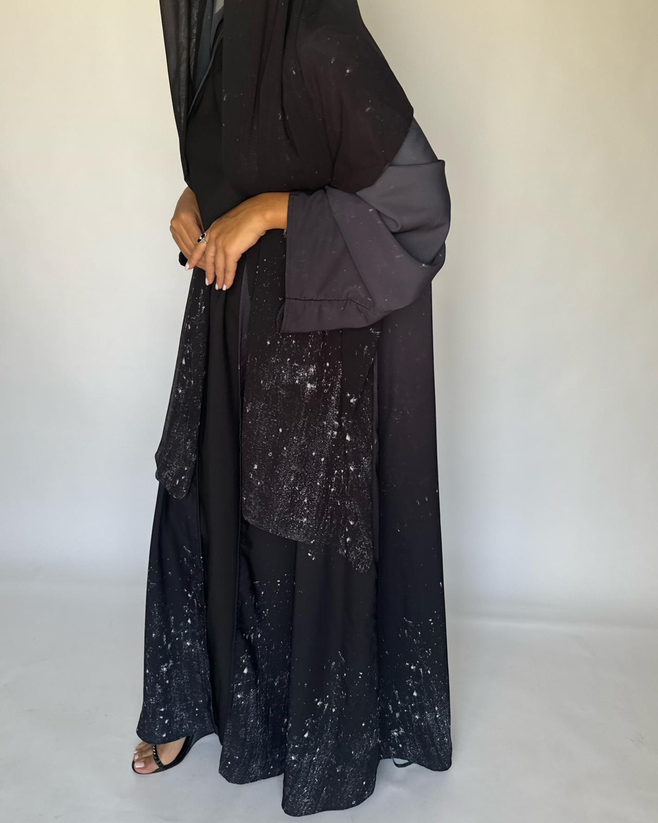 A262 - Gray & Black Ombre Galaxy Abaya