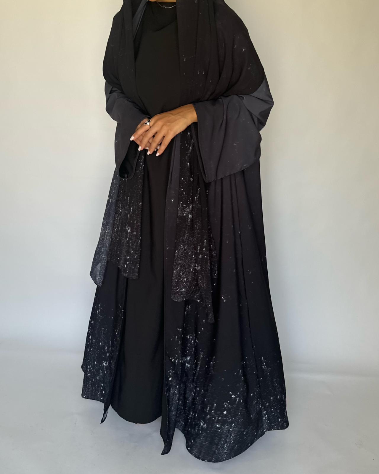 A262 - Gray & Black Ombre Galaxy Abaya