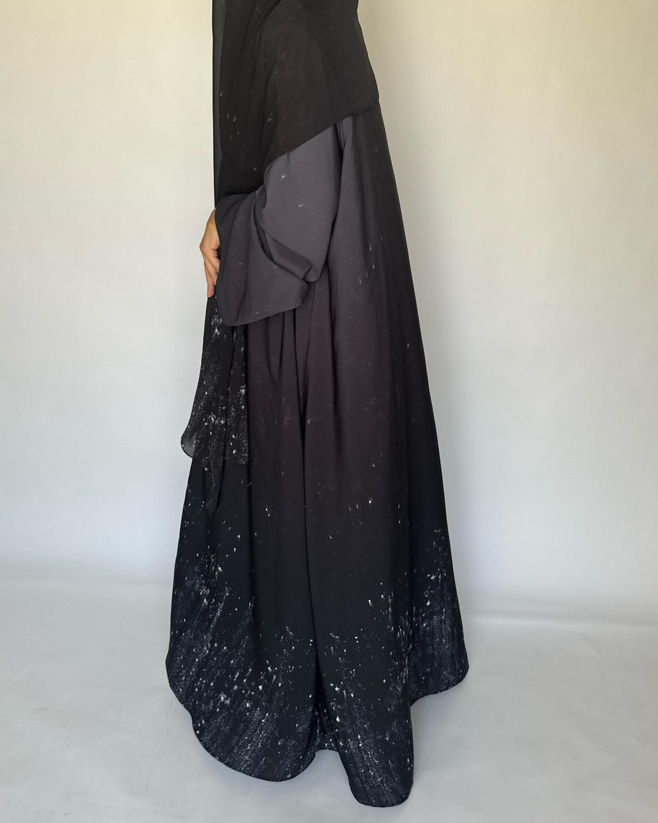 A262 - Gray & Black Ombre Galaxy Abaya