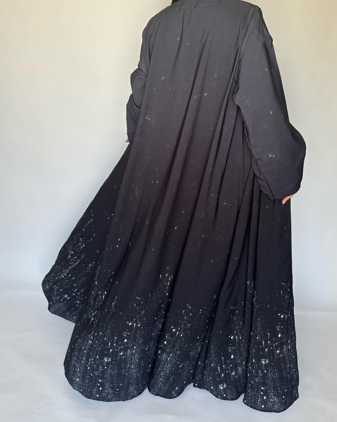 A262 - Gray & Black Ombre Galaxy Abaya