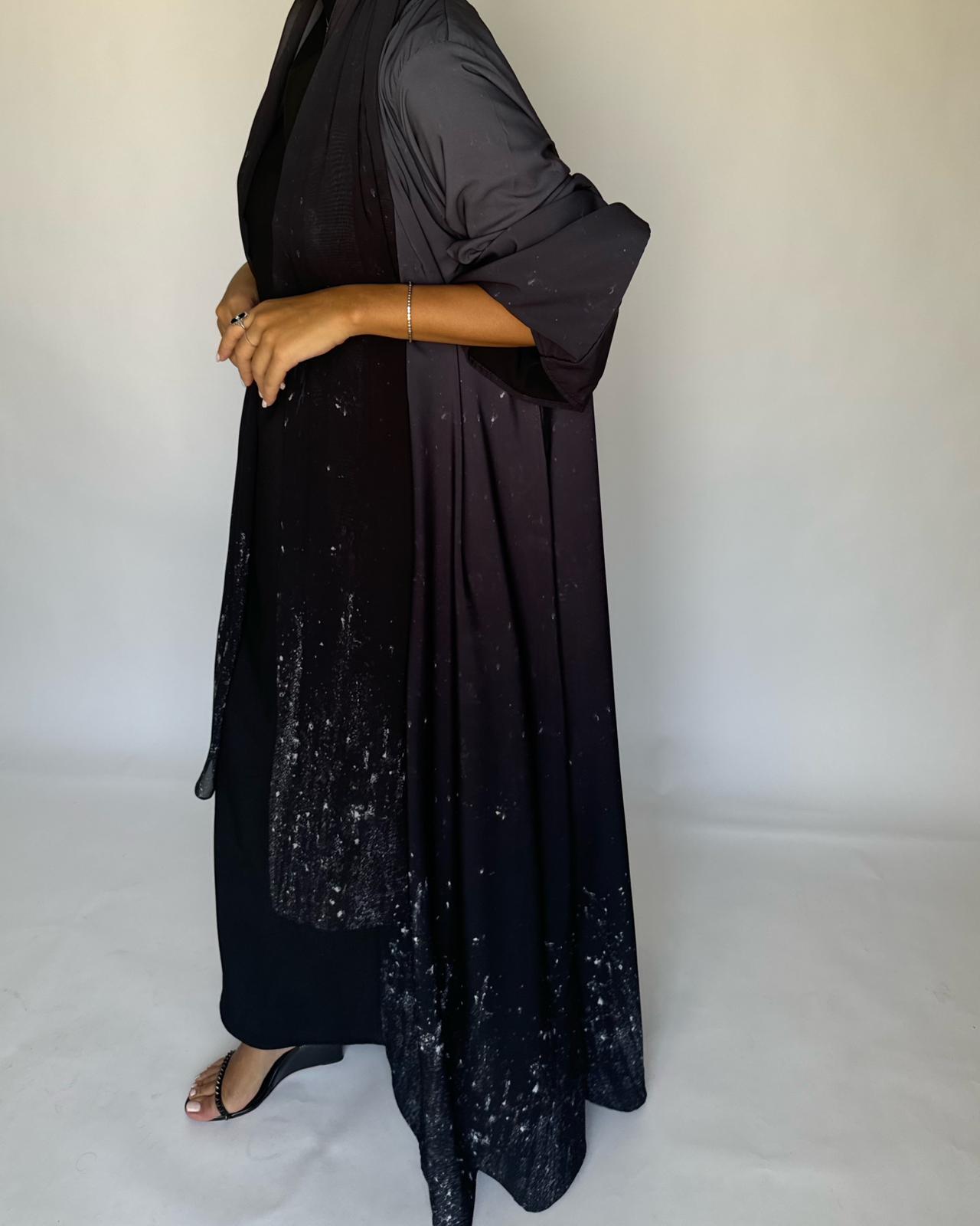 A262 - Gray & Black Ombre Galaxy Abaya