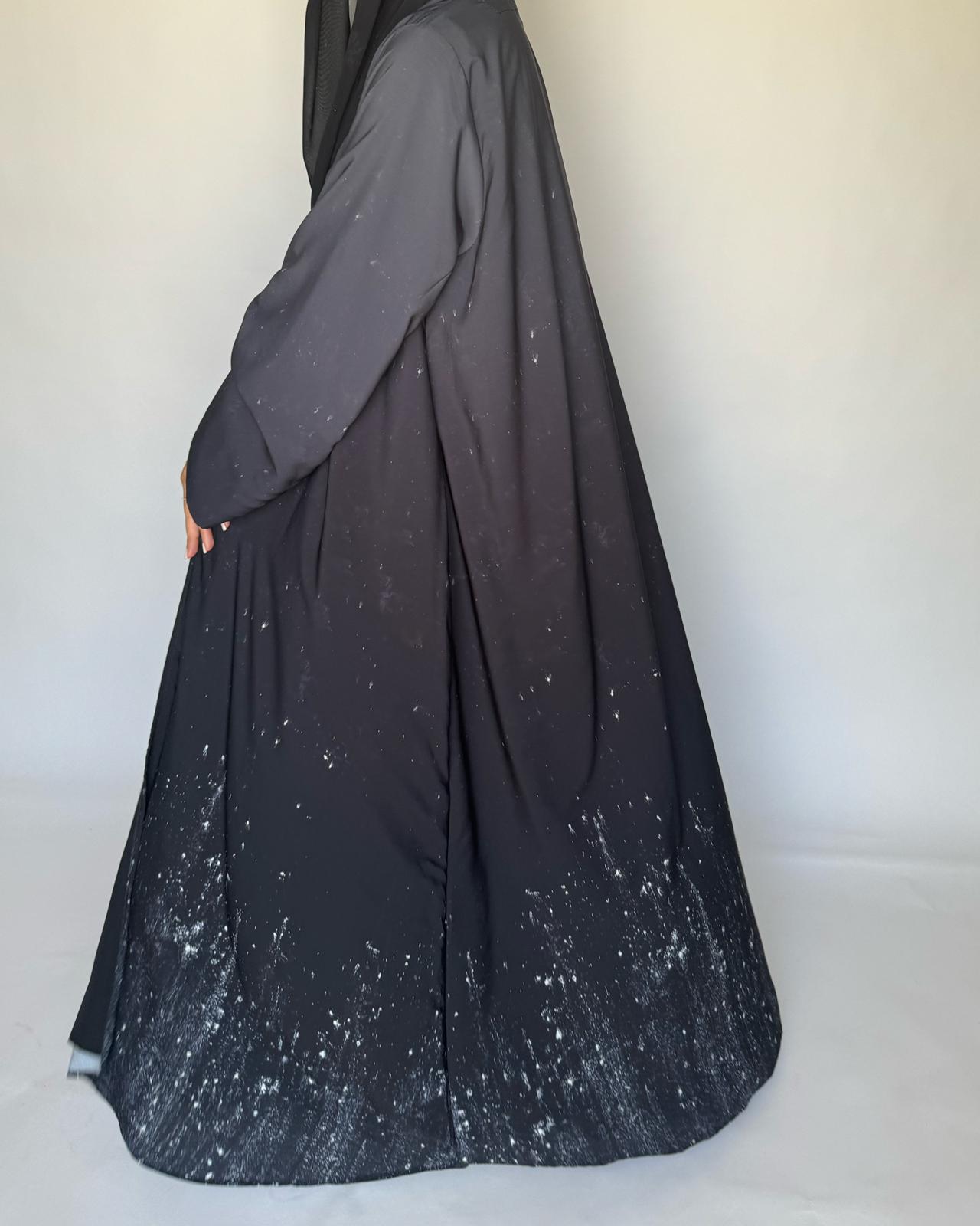 A262 - Gray & Black Ombre Galaxy Abaya