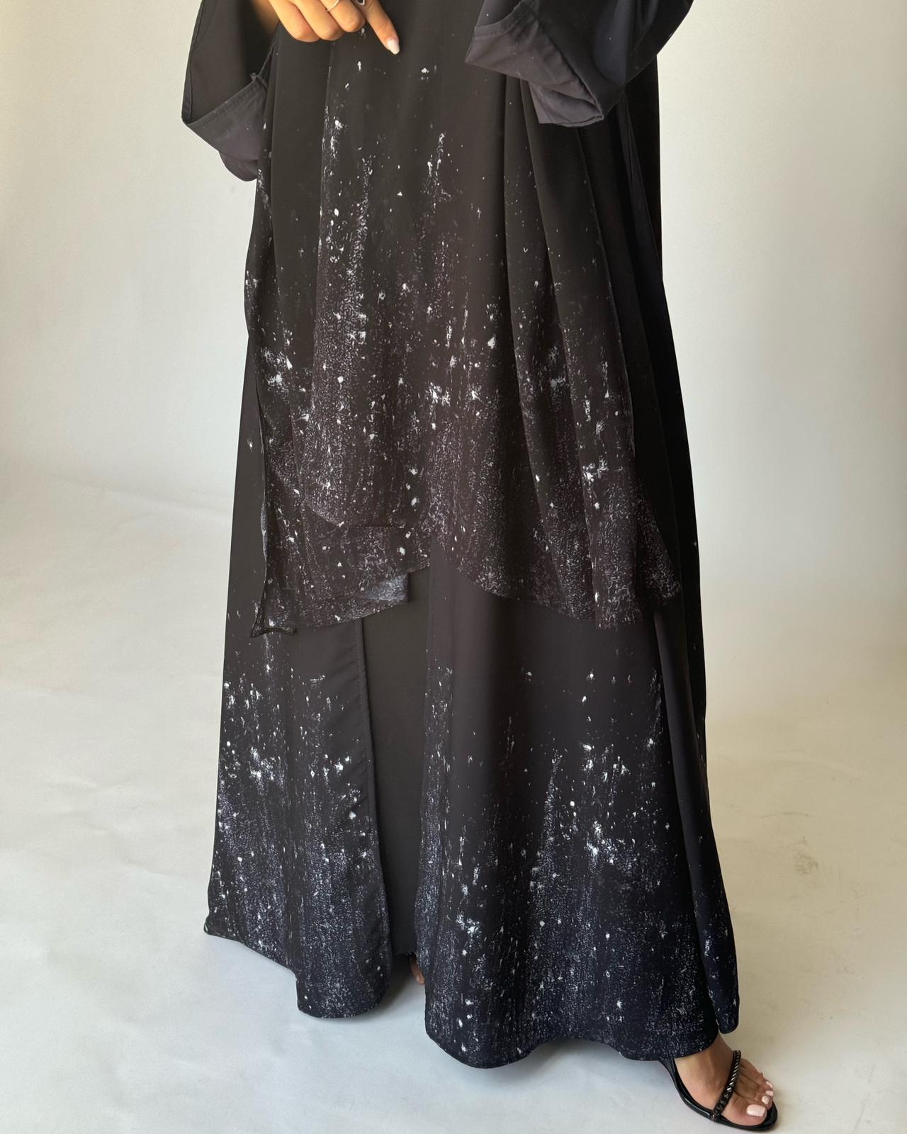 A262 - Gray & Black Ombre Galaxy Abaya