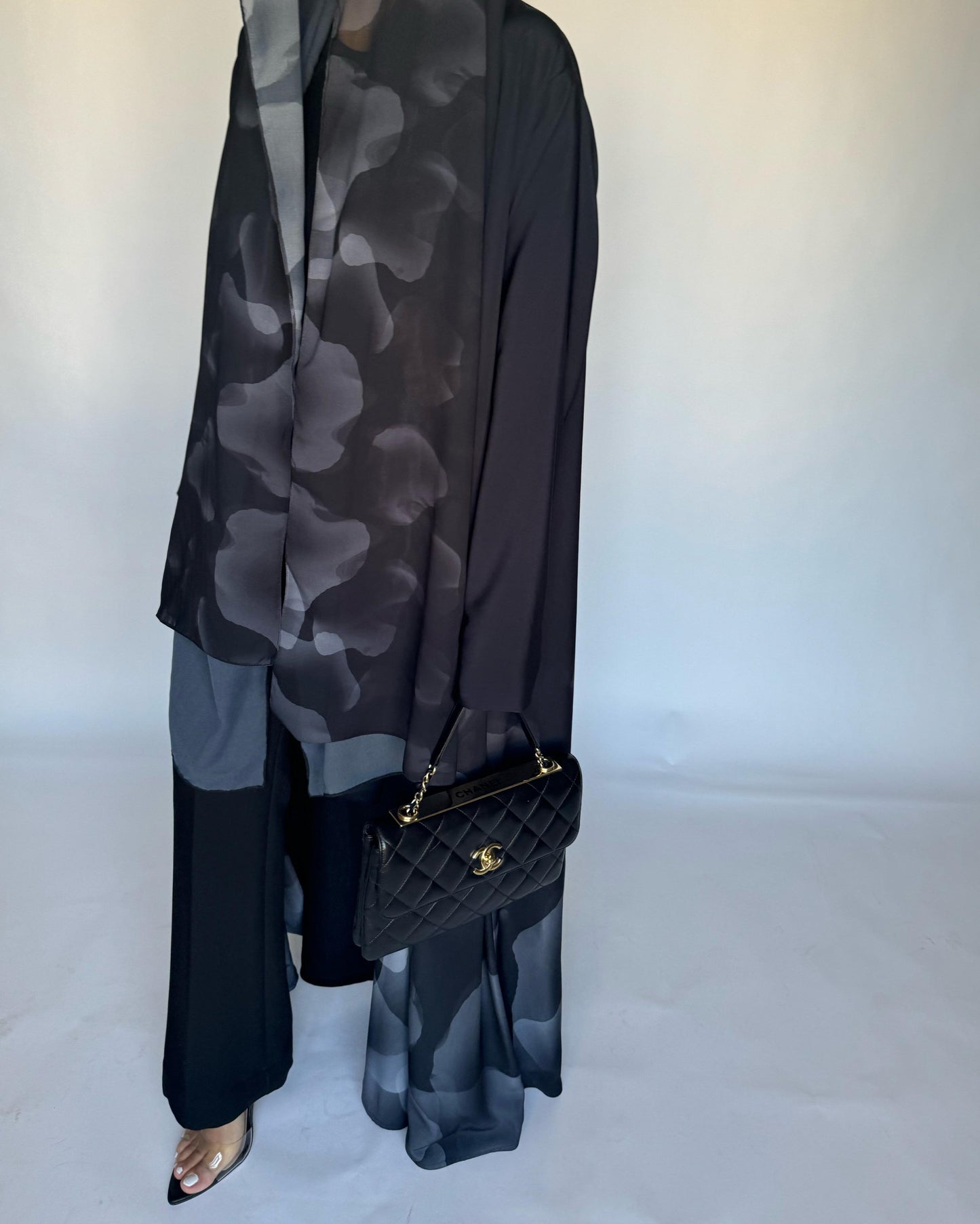 A268 -  Black & Gray Daily Abaya