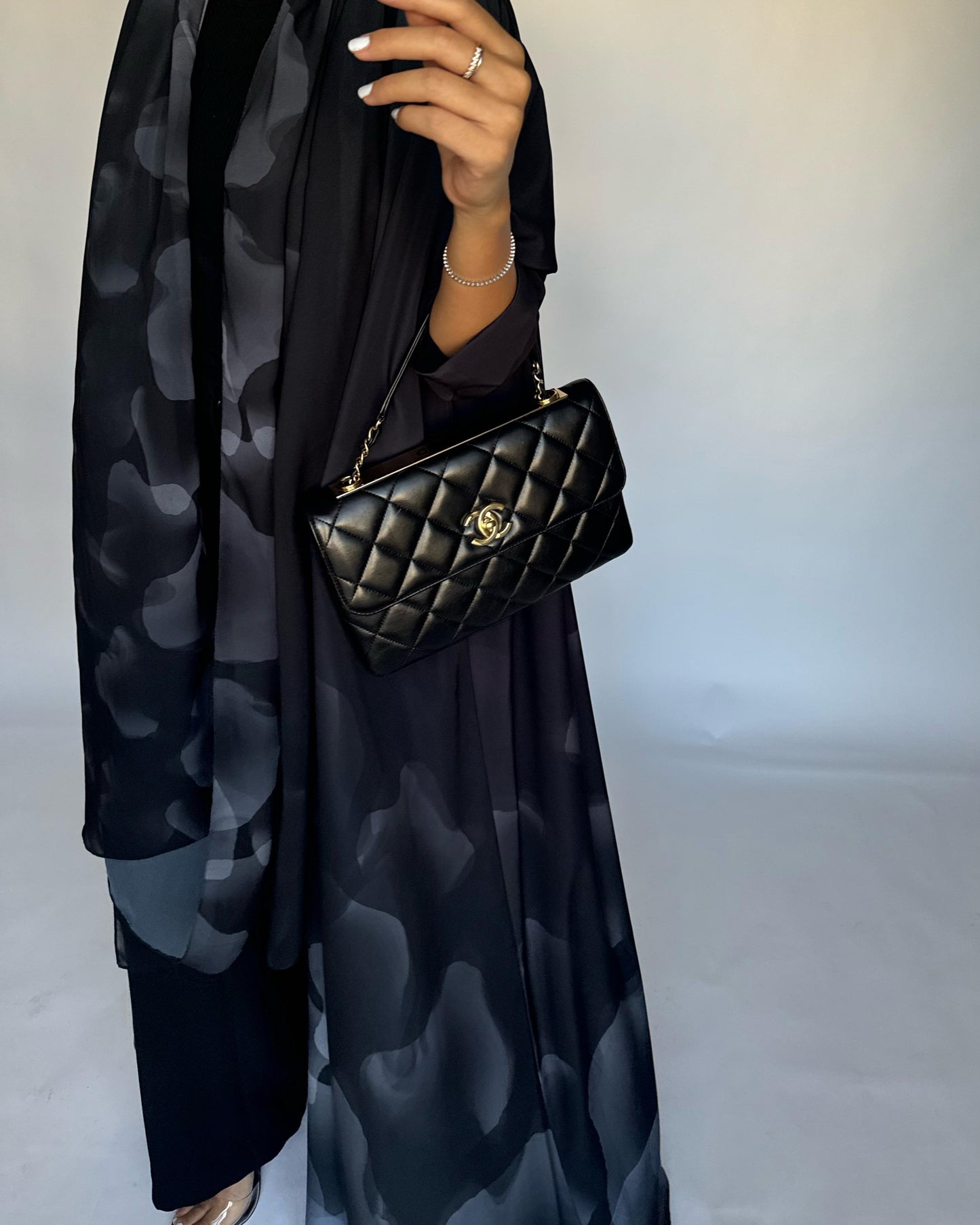 A268 -  Black & Gray Daily Abaya