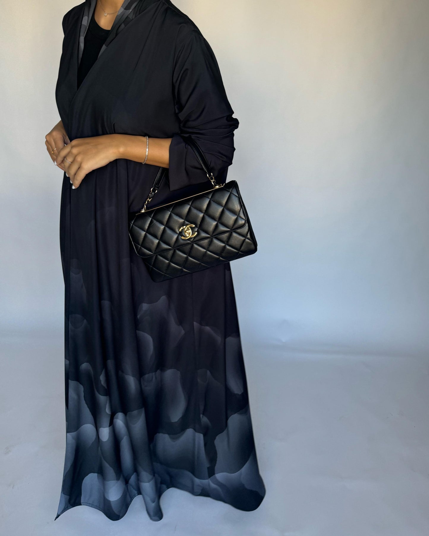 A268 -  Black & Gray Daily Abaya