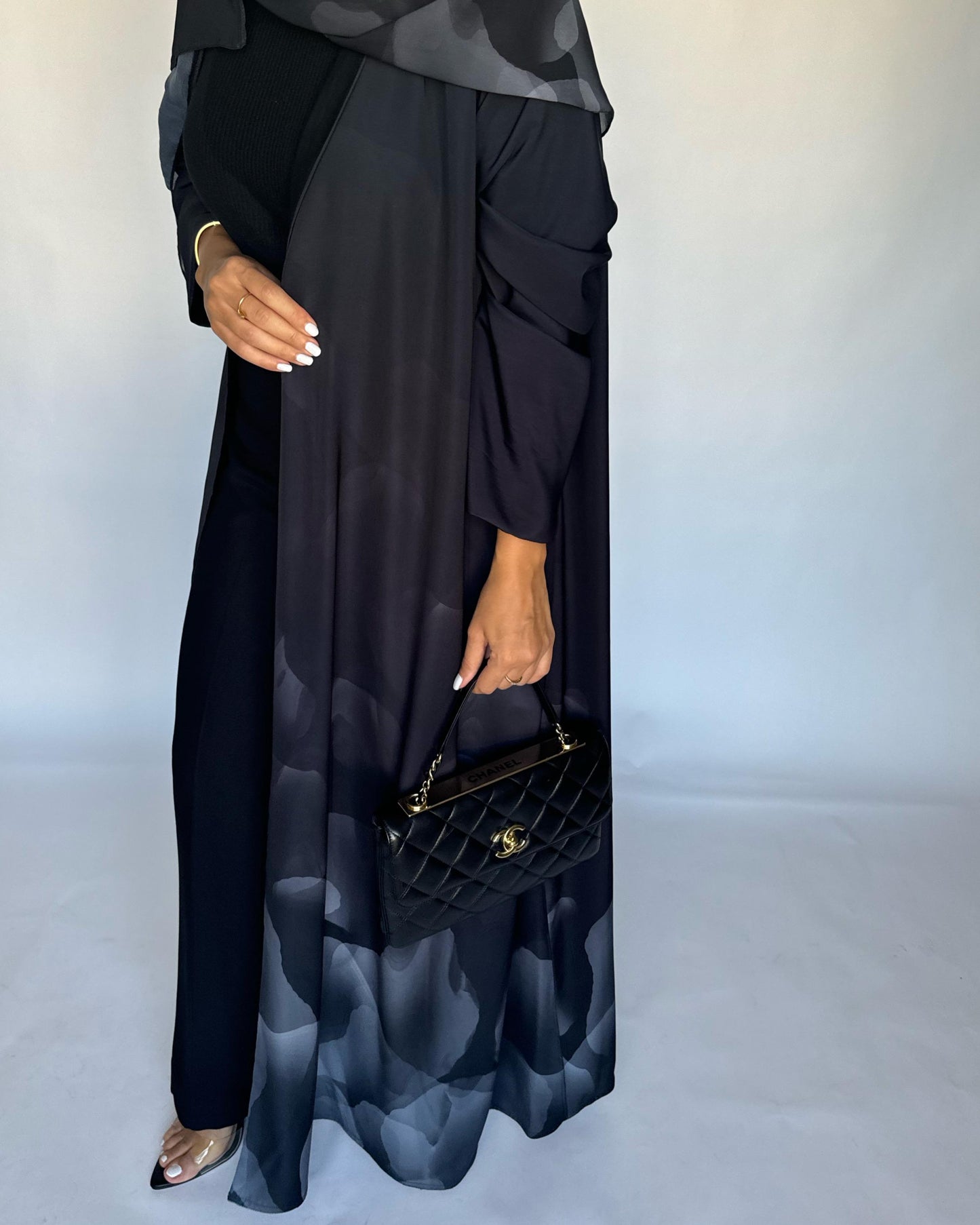 A268 -  Black & Gray Daily Abaya