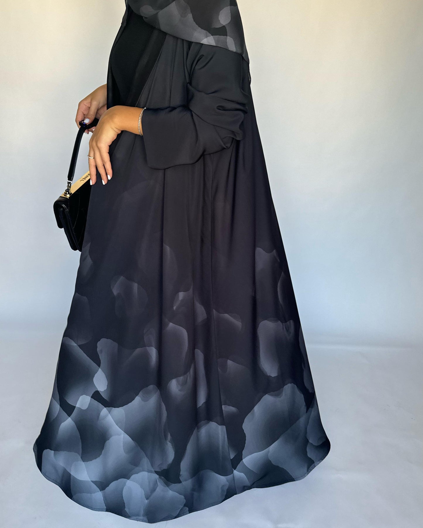 A268 -  Black & Gray Daily Abaya