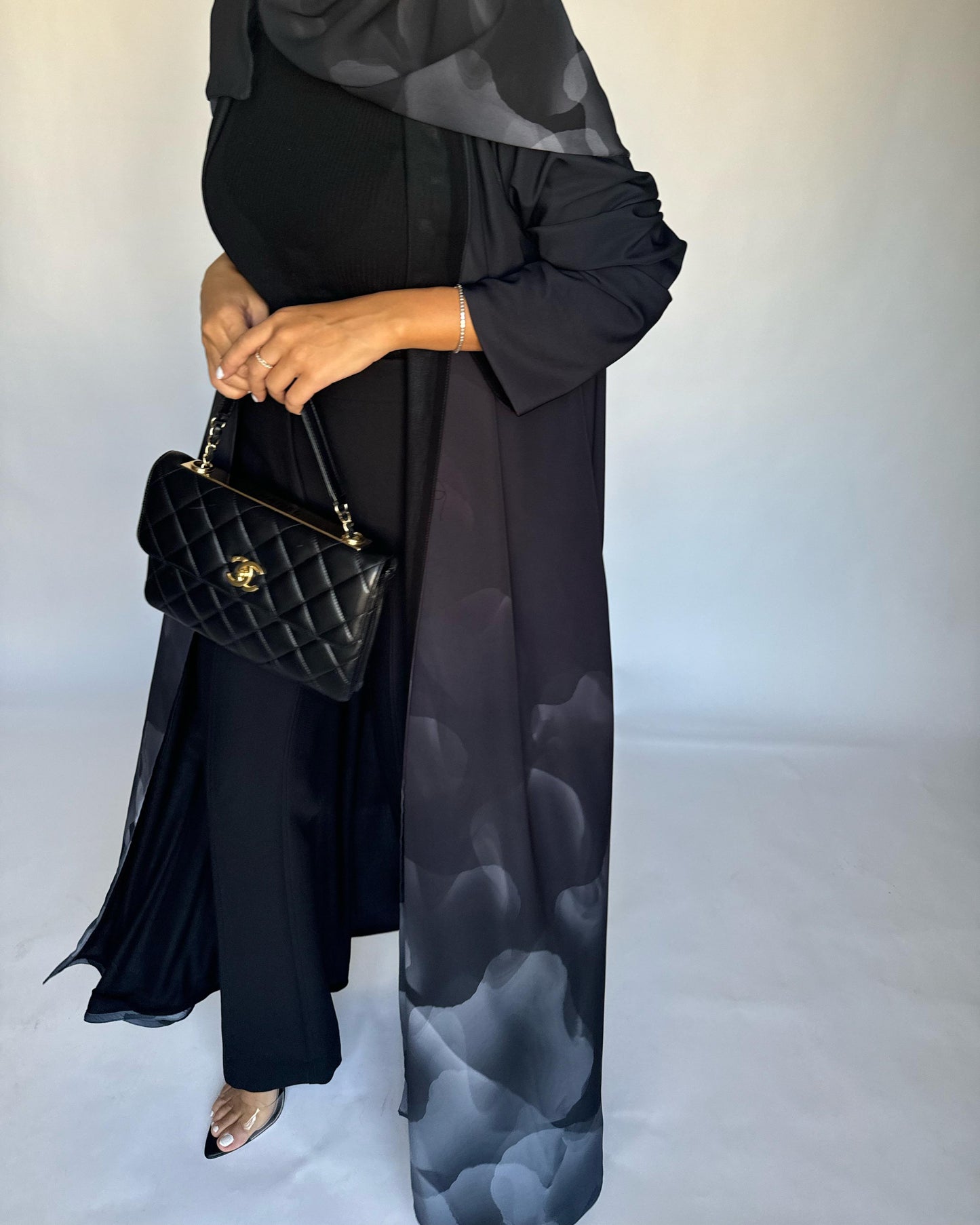 A268 -  Black & Gray Daily Abaya