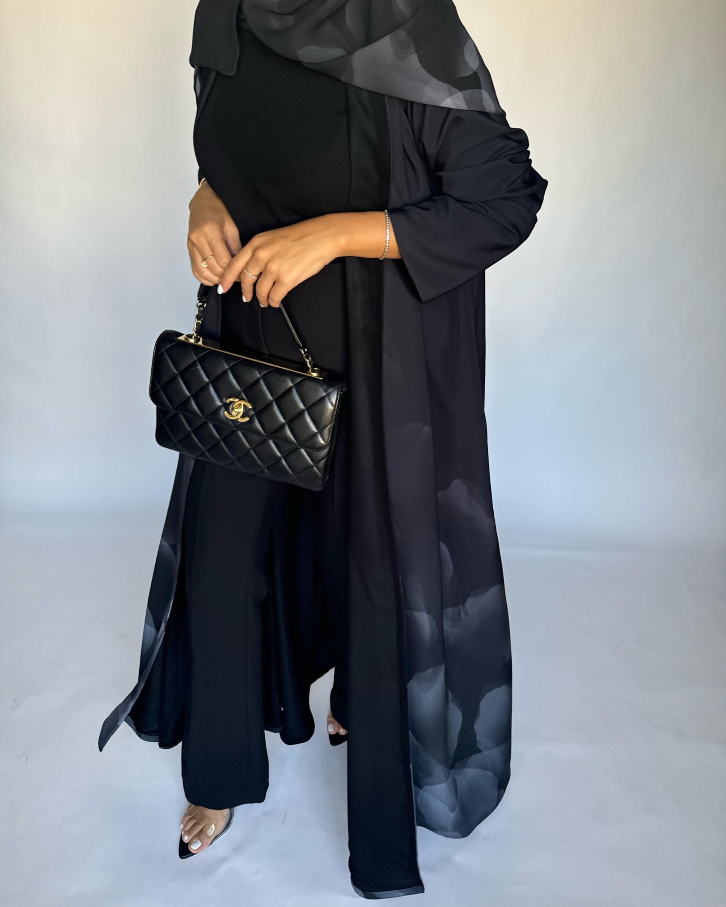 A268 -  Black & Gray Daily Abaya